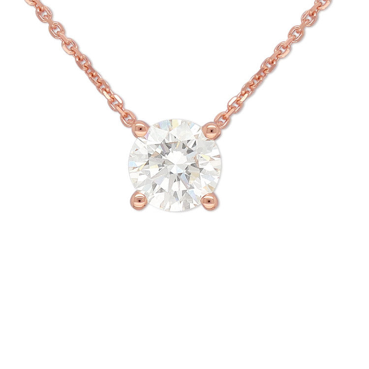 9ct Rose Gold Round Cut Lab-Grown Diamond Slider Necklet, 1ct Total