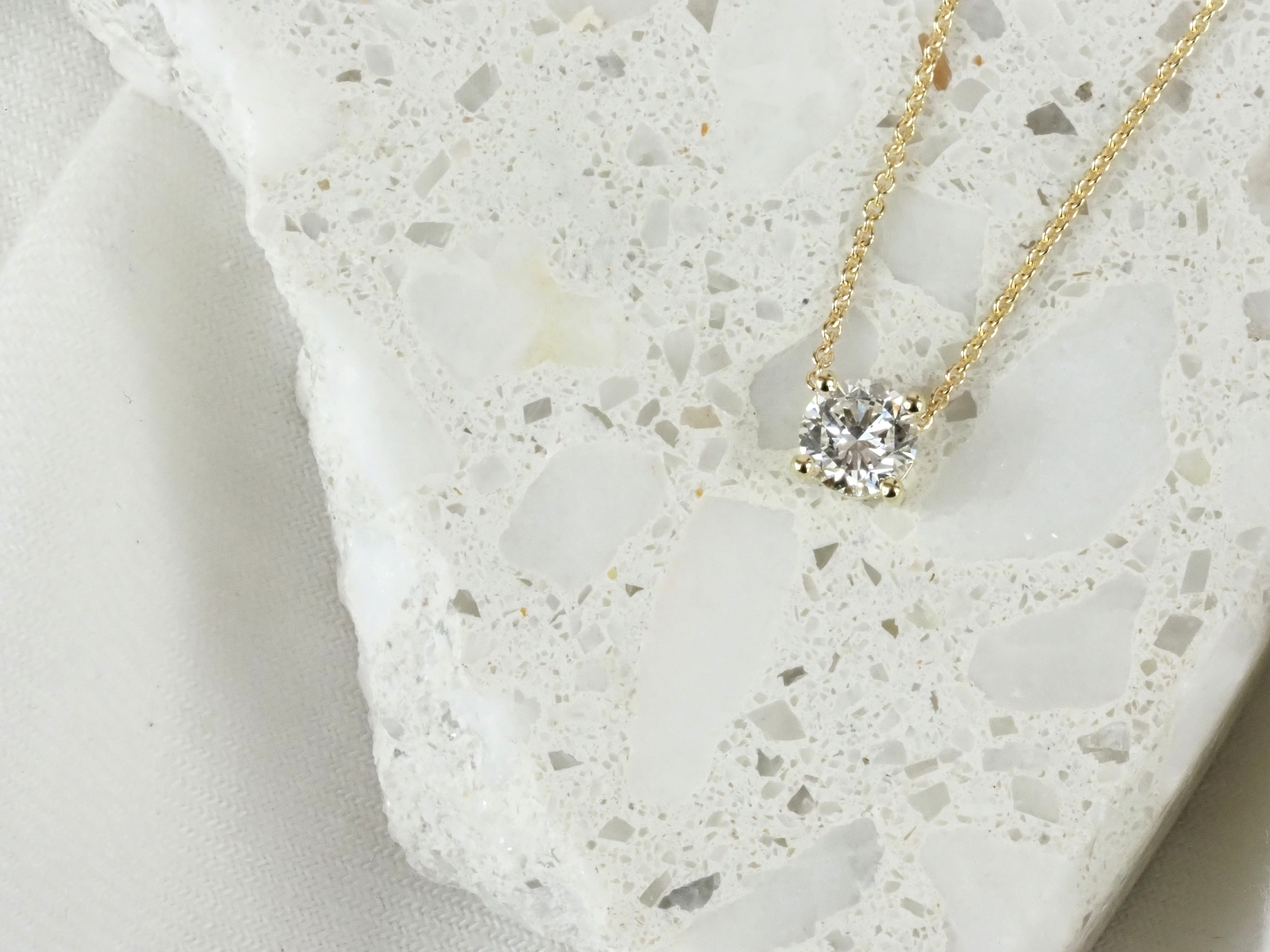 9ct Yellow Gold Round Cut Lab-Grown Diamond Slider Pendant, 0.42ct Total