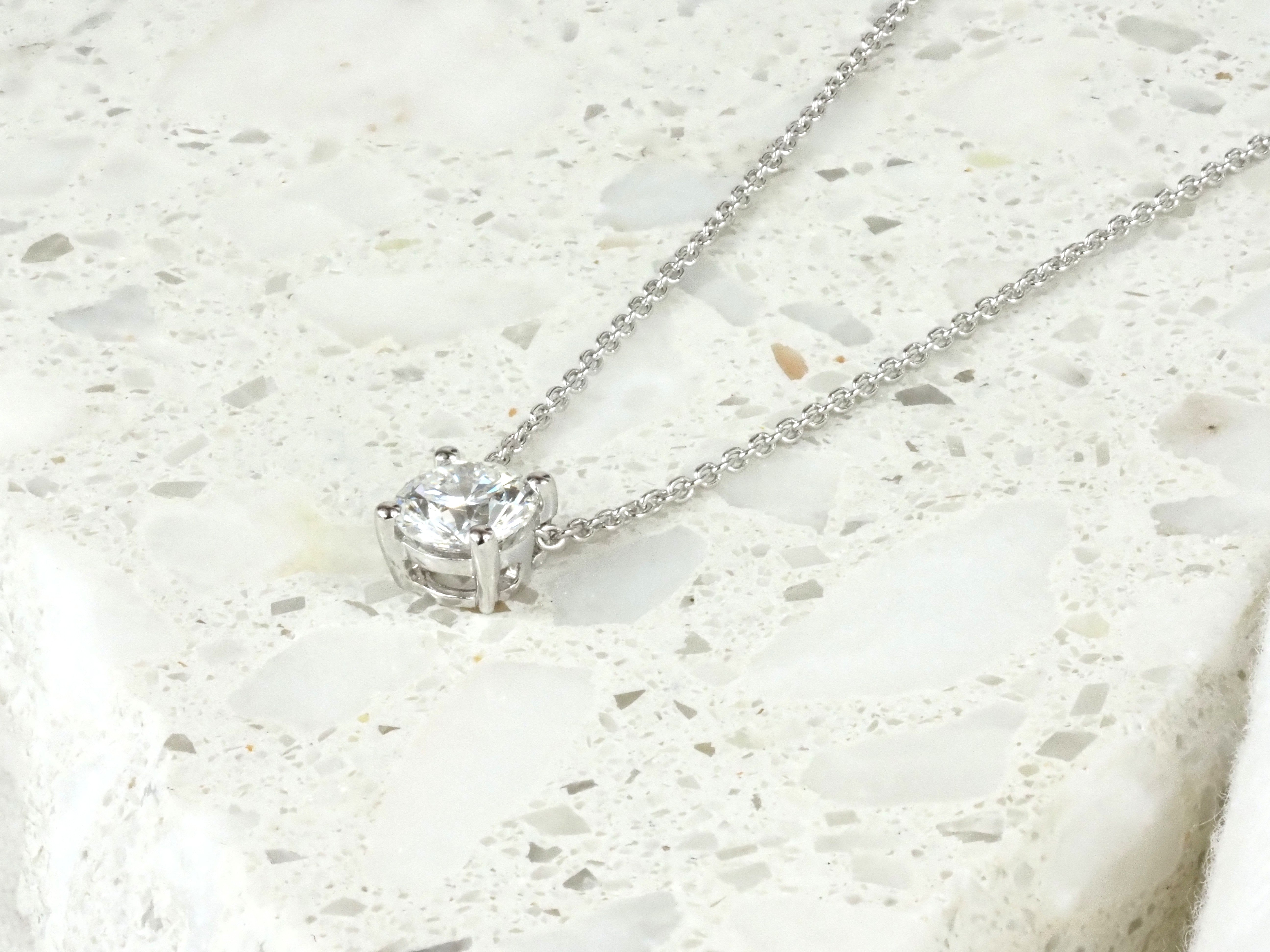 9ct White Gold Round Cut Lab-Grown Diamond Slider Pendant, 0.42ct Total