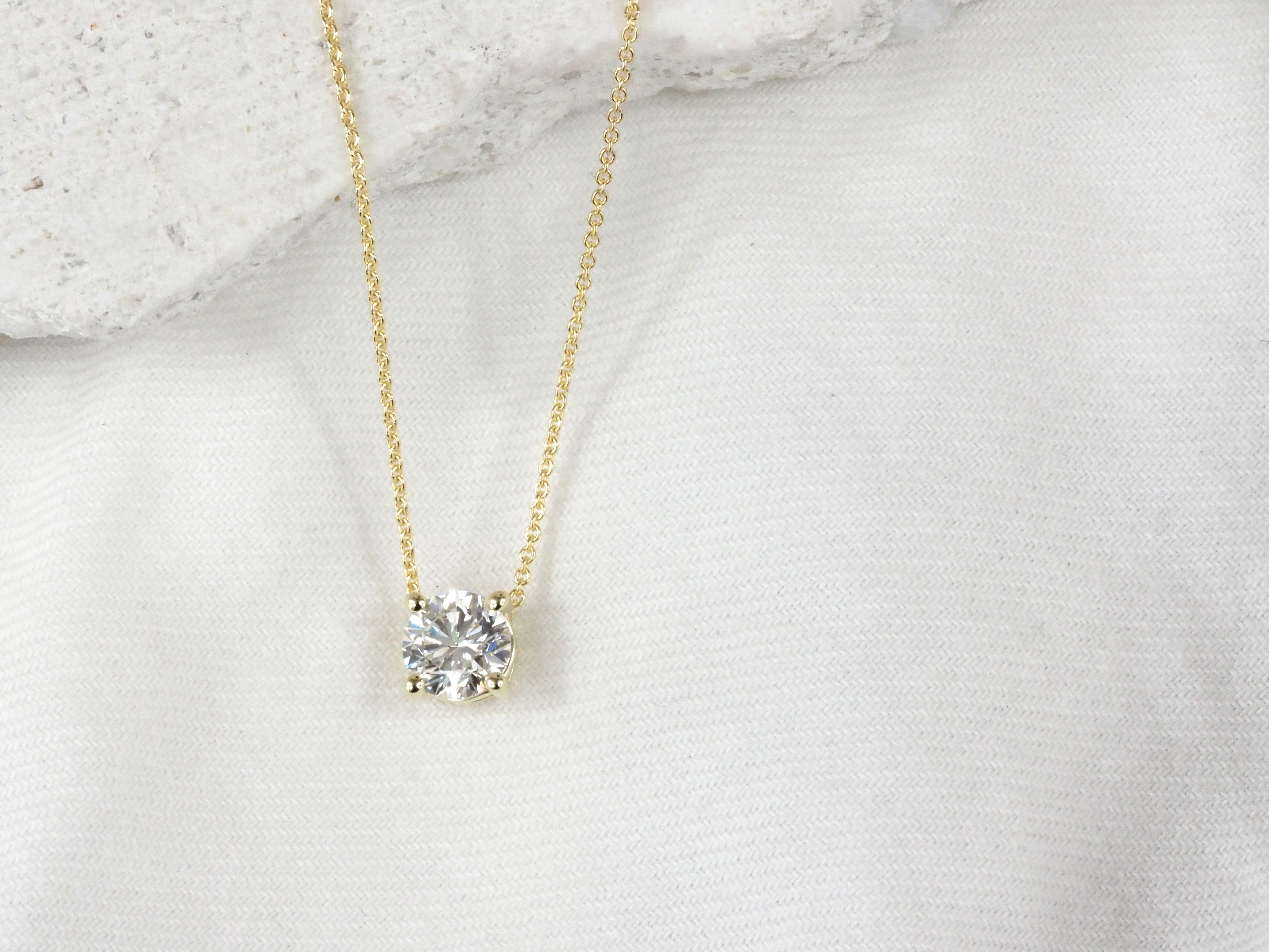 9ct Yellow Gold Round Cut Lab-Grown Diamond Pendant, 0.80ct