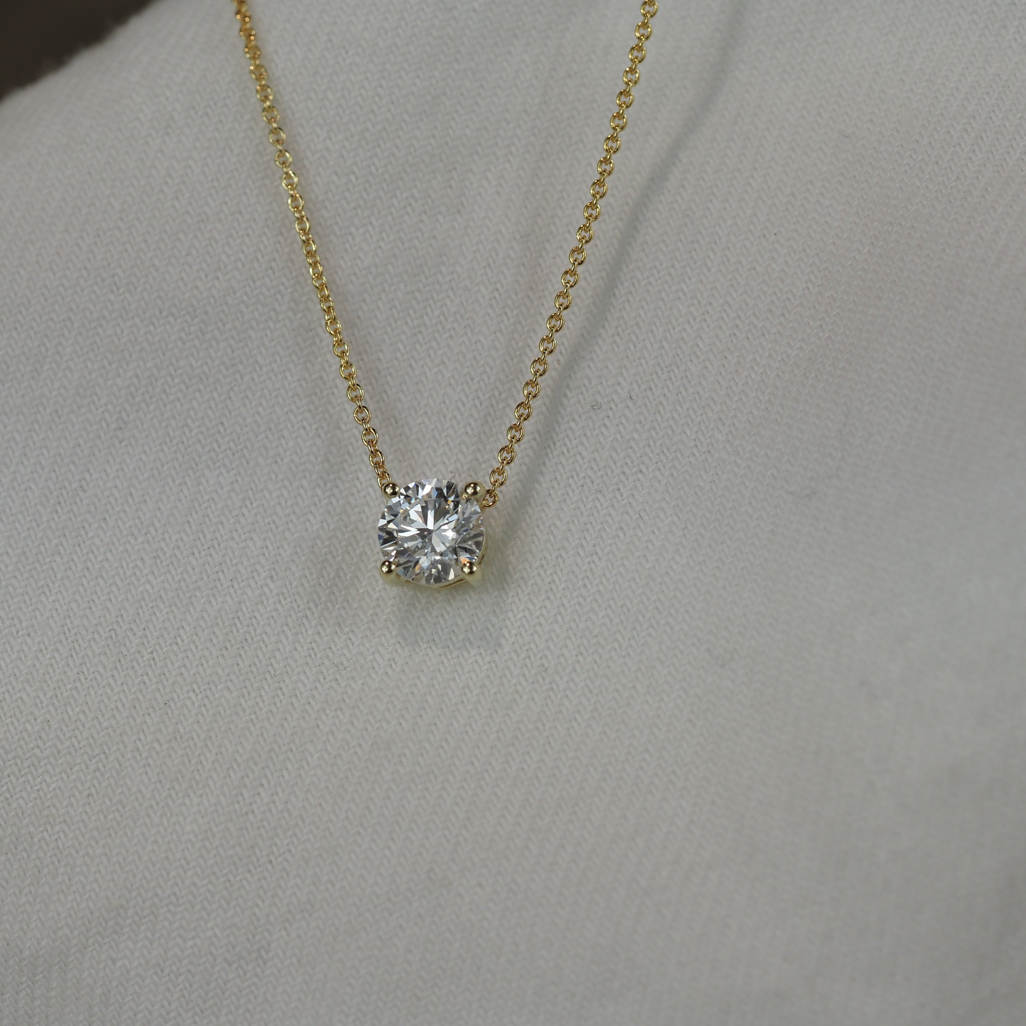 9ct Yellow Gold Lab-Grown Diamond Slider Pendant, 0.60ct