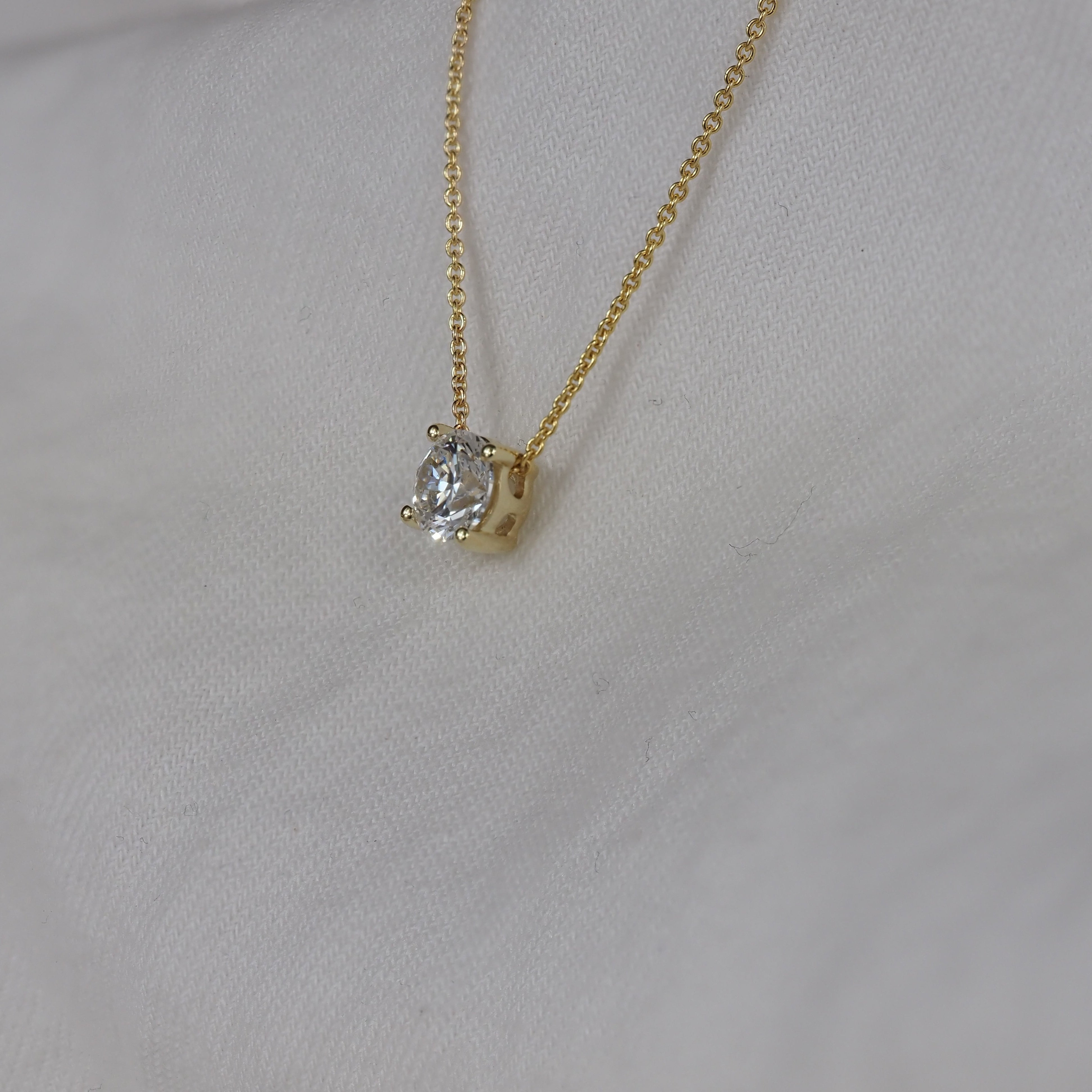 9ct Yellow Gold Lab-Grown Diamond Slider Pendant, 0.60ct