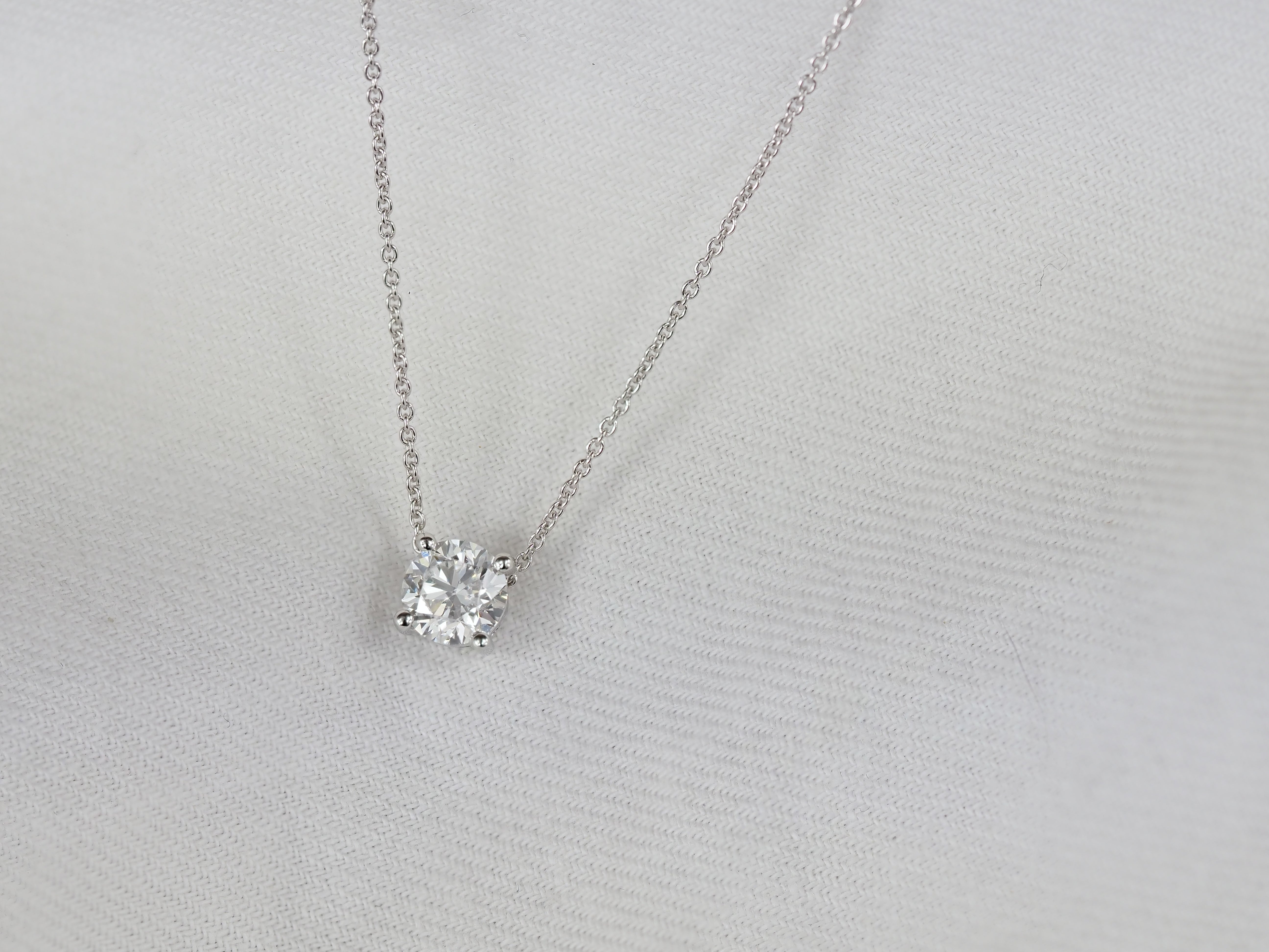 9ct White Gold Round Brilliant Cut Diamond Slider Pendant, 0.62ct