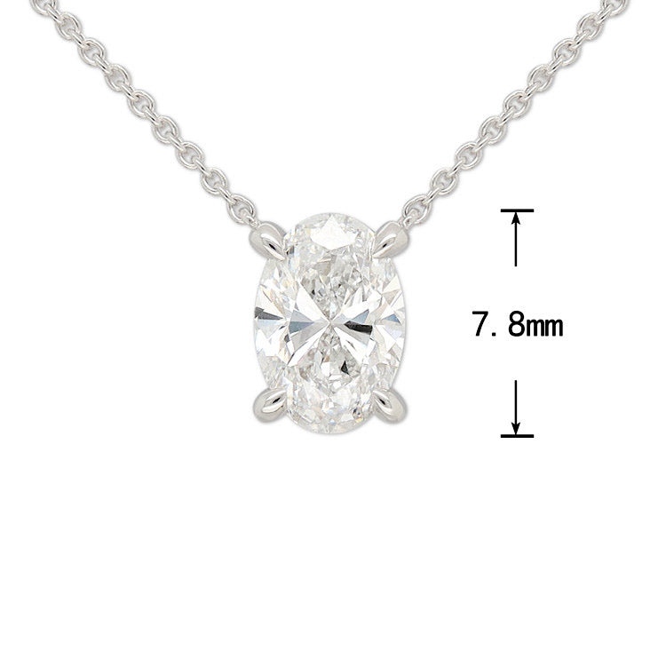 9ct White Gold Oval Cut Lab-Grown Diamond Pendant, 1.01ct Total