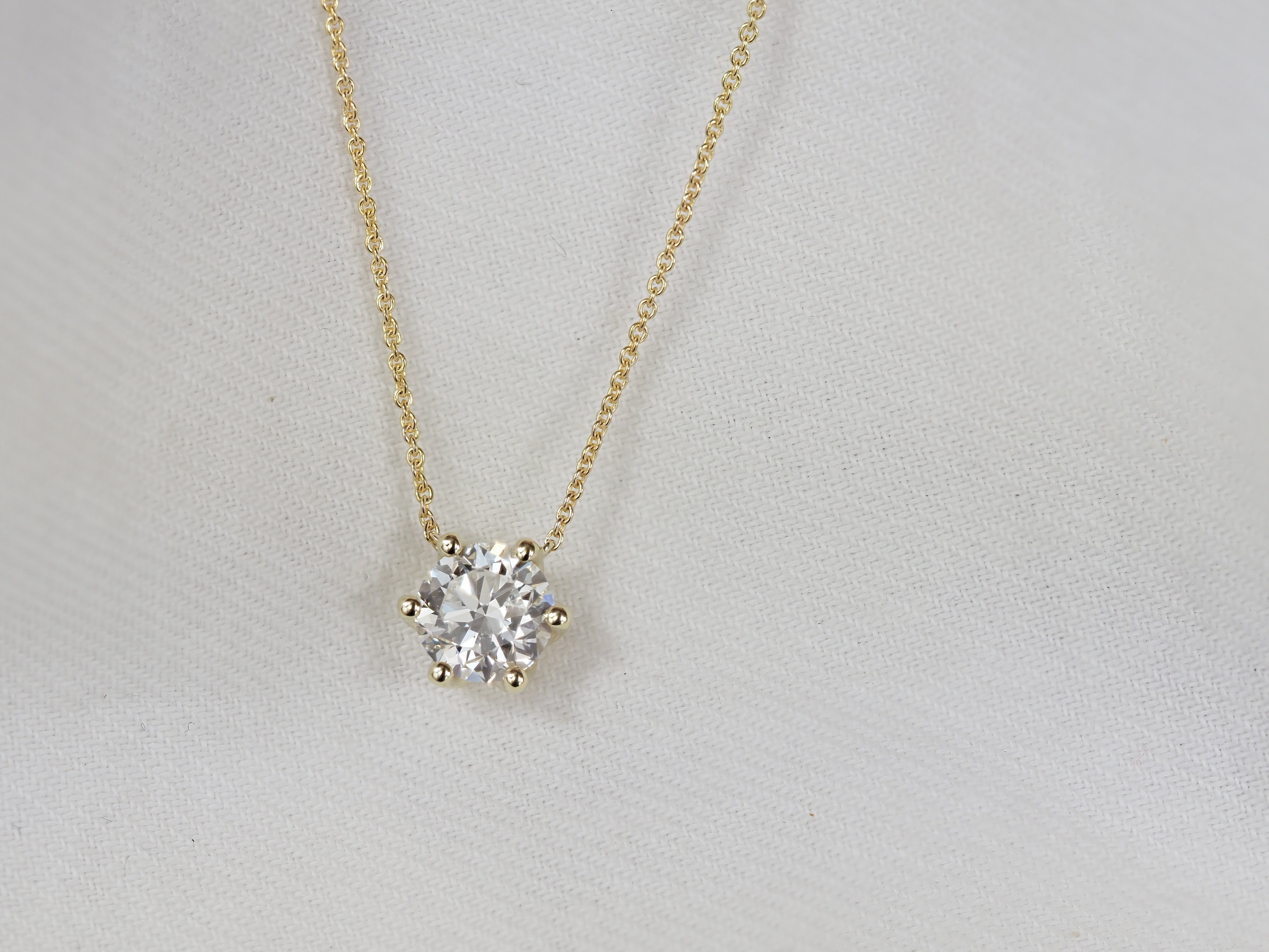 9ct Yellow Gold Lab-Grown Diamond Pendant, 1ct Total