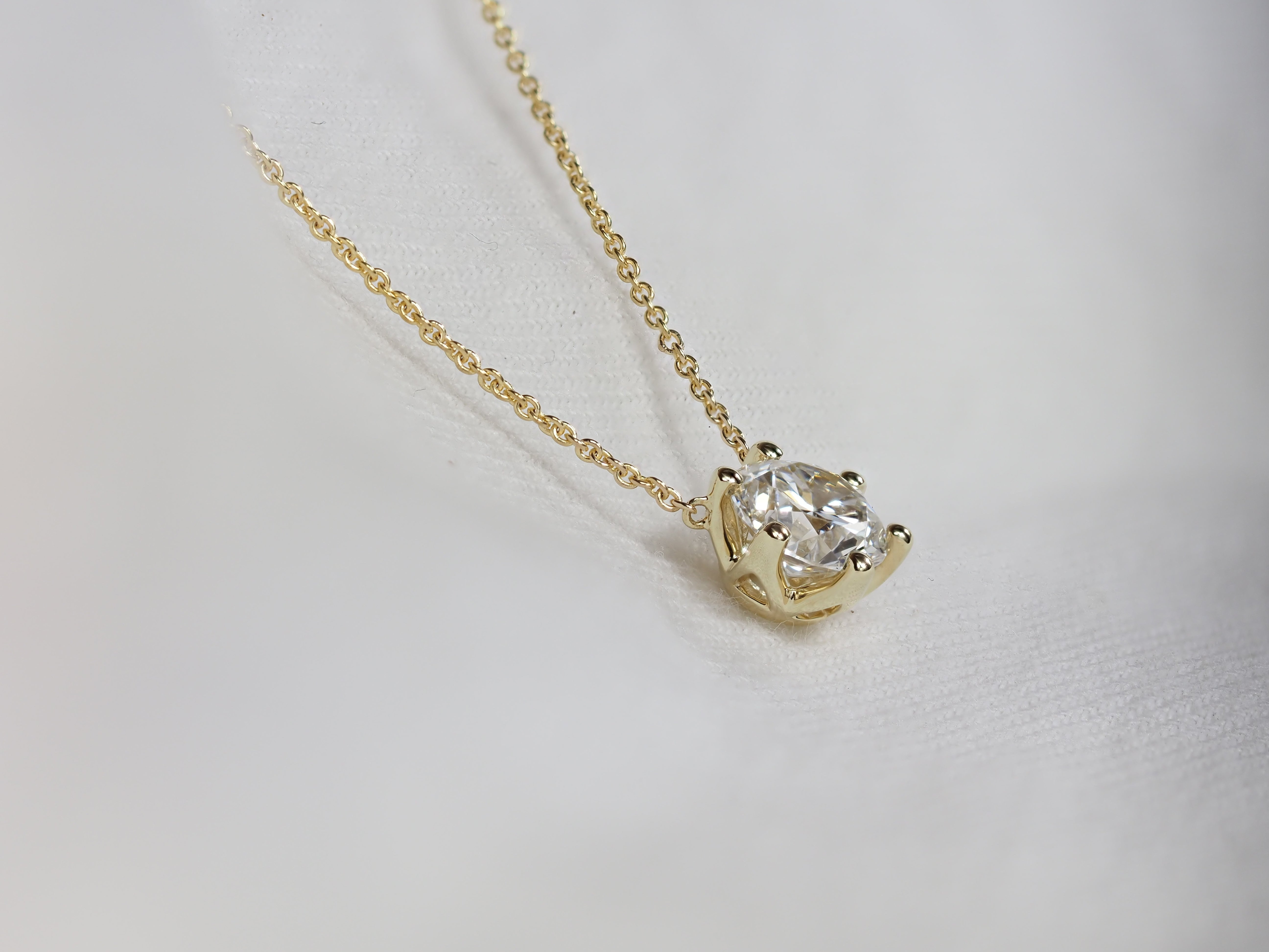 9ct Yellow Gold Lab-Grown Diamond Pendant, 1ct Total