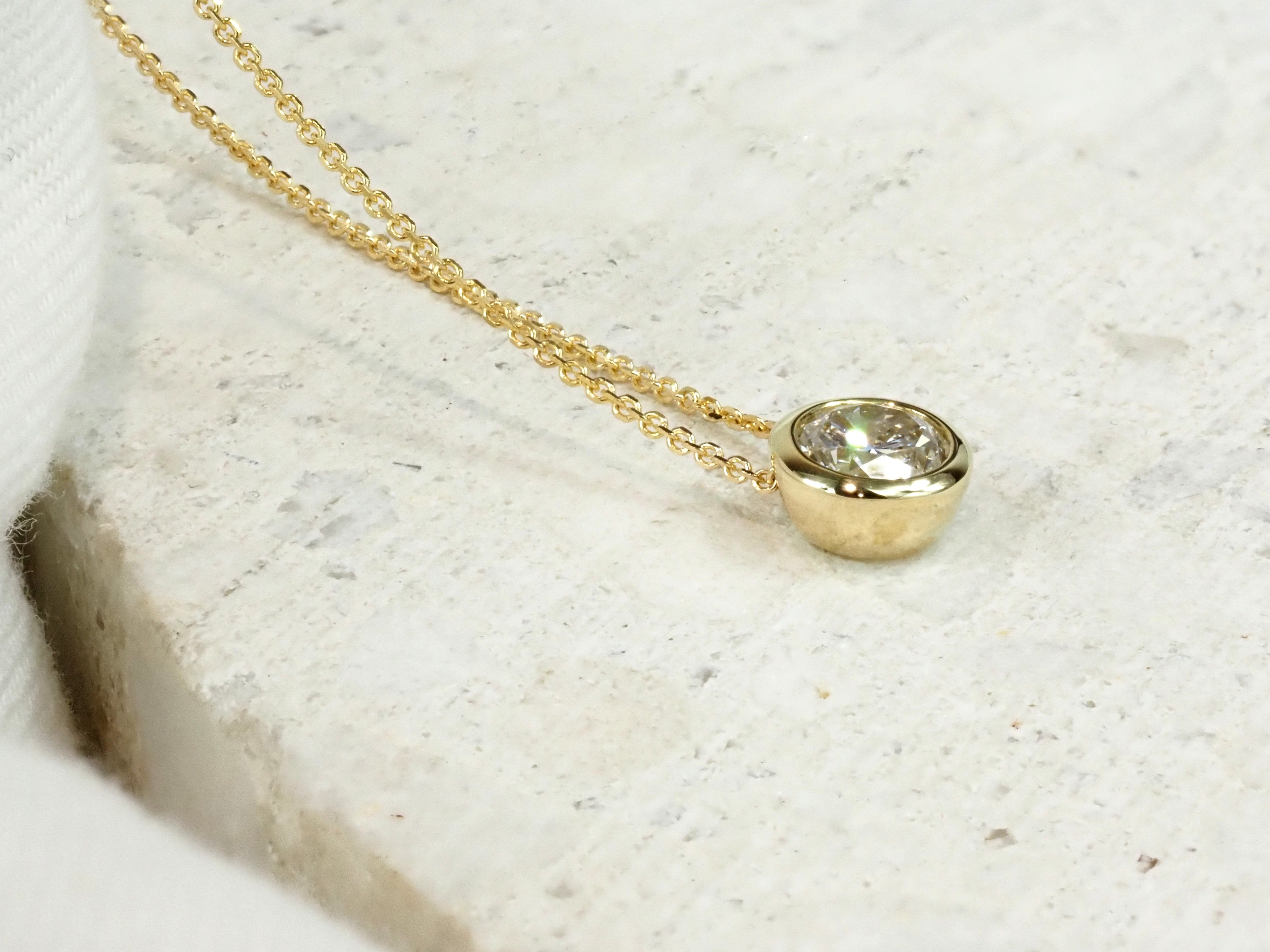 9ct Yellow Gold Round Cut Lab-Grown Diamond Slider Pendant, 0.72ct Total