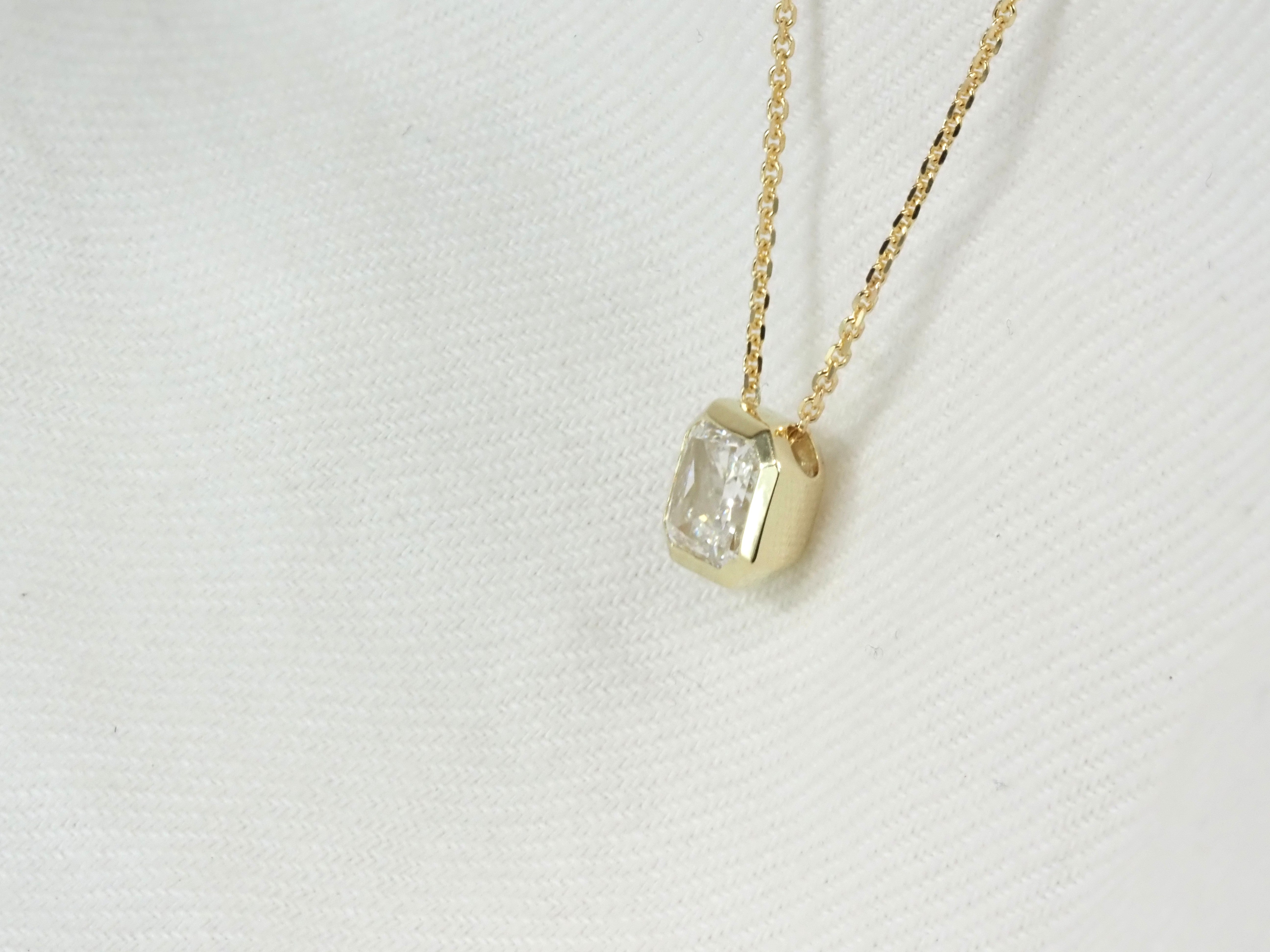 9ct Yellow Gold Radiant Cut Lab-Grown Diamond Slider Pendant, 0.70ct Total
