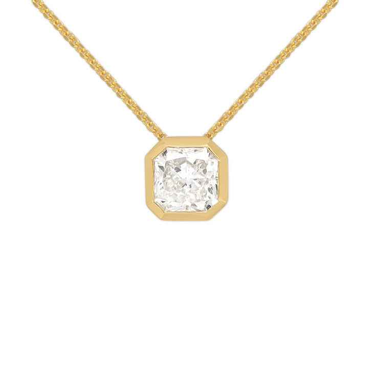 9ct Yellow Gold Radiant Cut Lab-Grown Diamond Slider Pendant, 0.71ct Total
