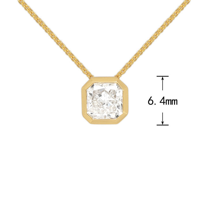 9ct Yellow Gold Radiant Cut Lab-Grown Diamond Slider Pendant, 0.70ct Total