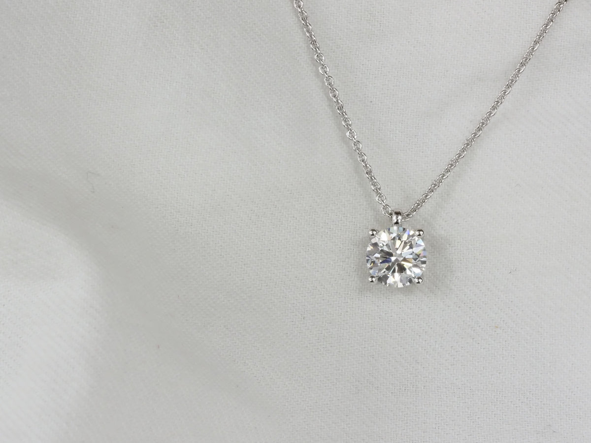 9ct White Gold Round Brilliant-Cut Lab-Grown Diamond Necklet, 1.57ct