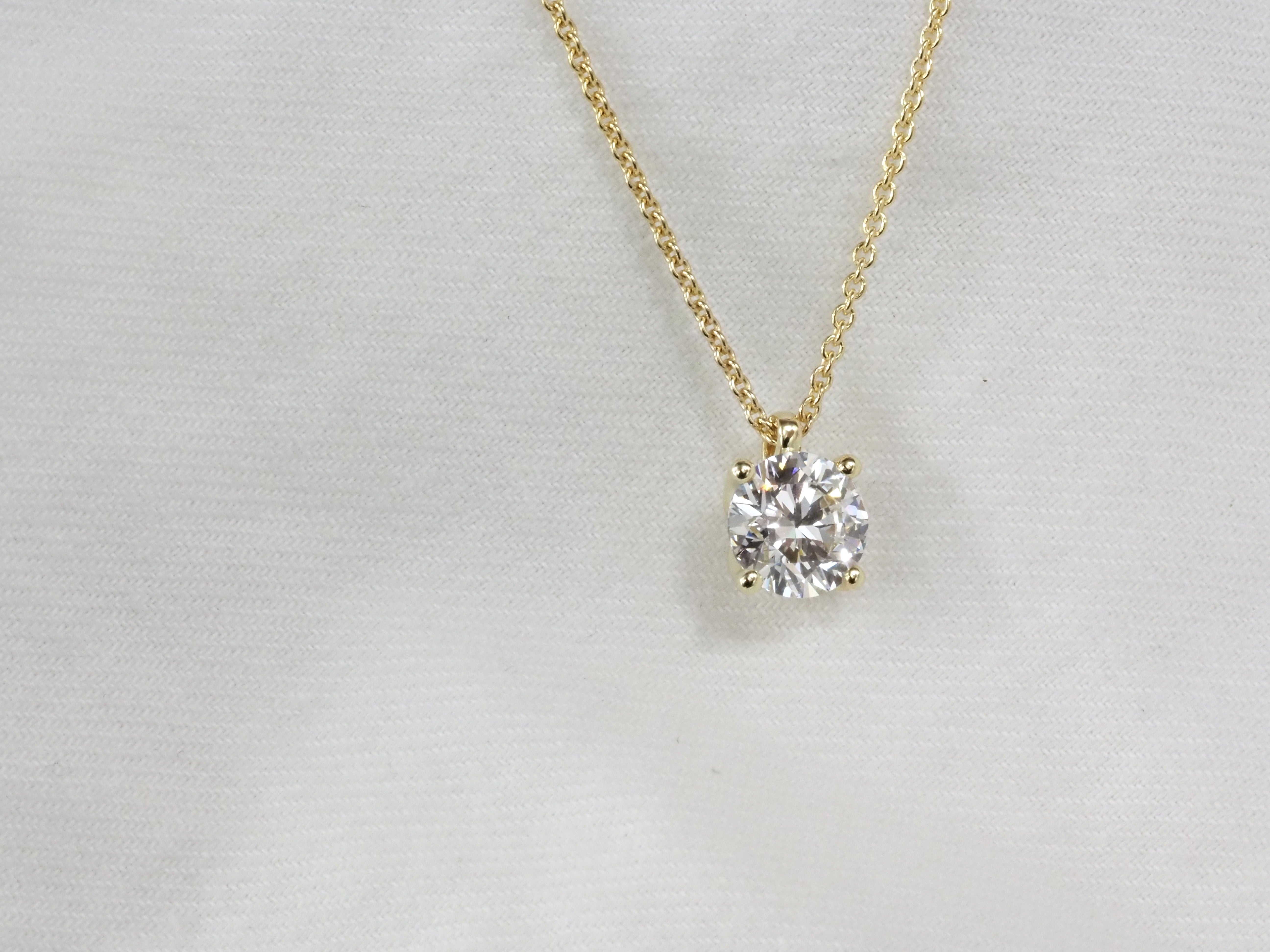 9ct Yellow Gold Round Cut Lab-Grown Diamond Pendant, 1.56ct