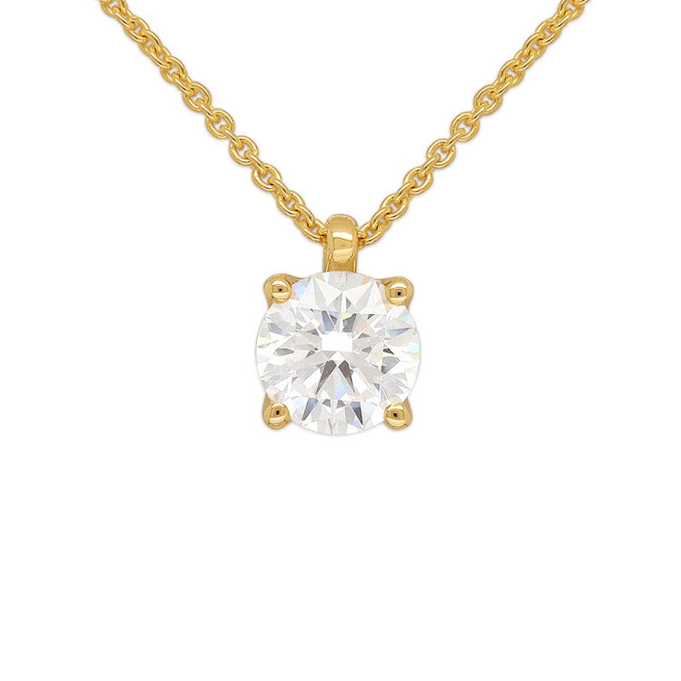 9ct Yellow Gold Round Cut Lab-Grown Diamond Pendant, 1.56ct