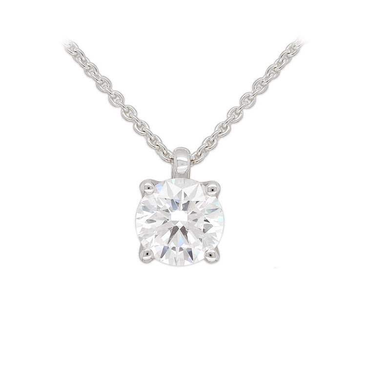 9ct White Gold Round Brilliant-Cut Lab-Grown Diamond Necklet, 1.57ct