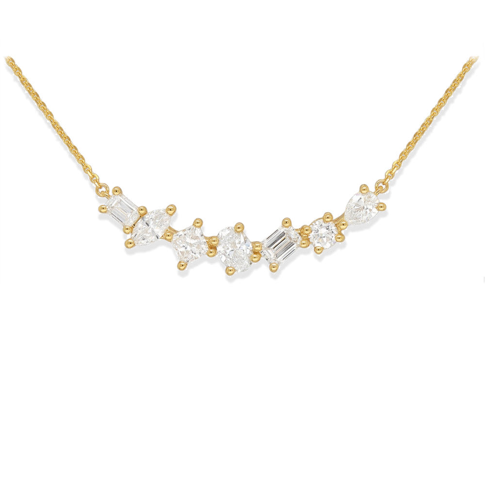 18 Carat Yellow Gold 'Cascade' Lab-grown Diamond Necklet, 1.00 carats total.