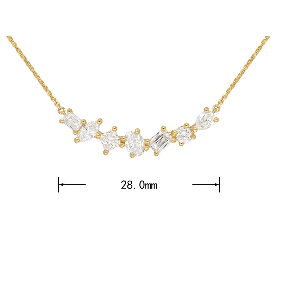 18 Carat Yellow Gold 'Cascade' Lab-grown Diamond Necklet, 1.00 carats total.