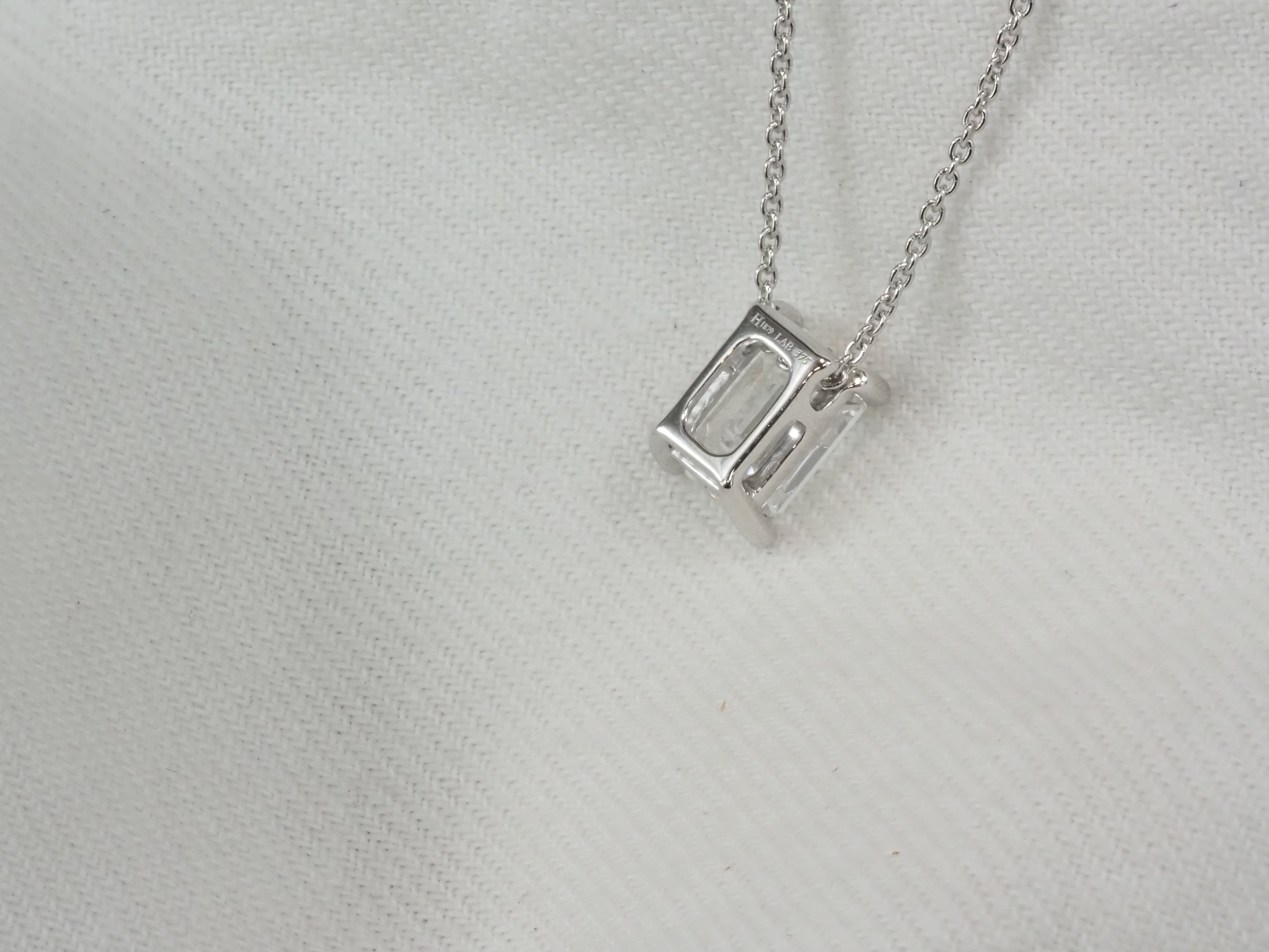 9ct White Gold Emerald Cut Lab-Grown Diamond Pendant, 1.03ct