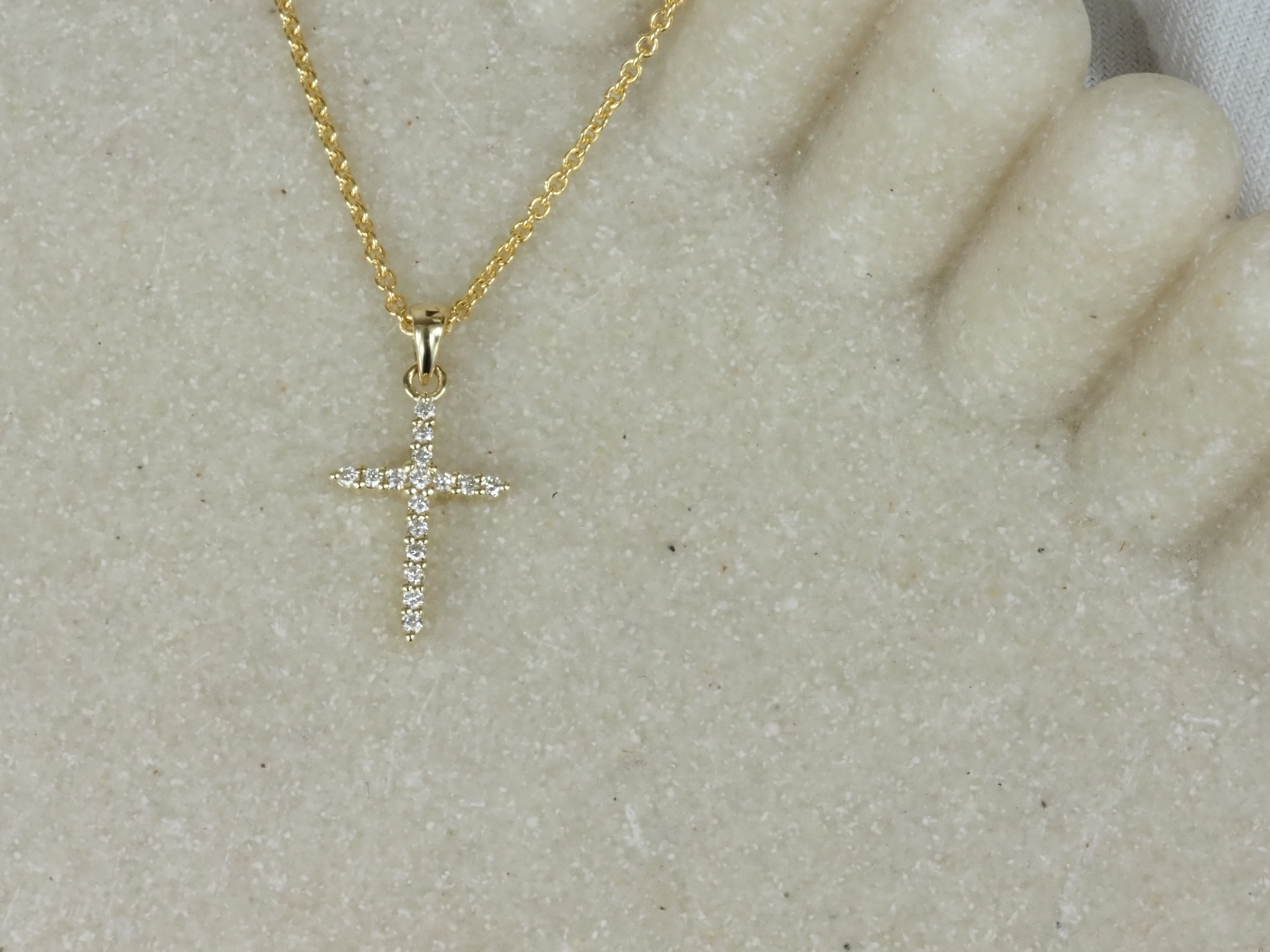 9ct Yellow Gold Diamond Cross Pendant, 0.10ct Total
