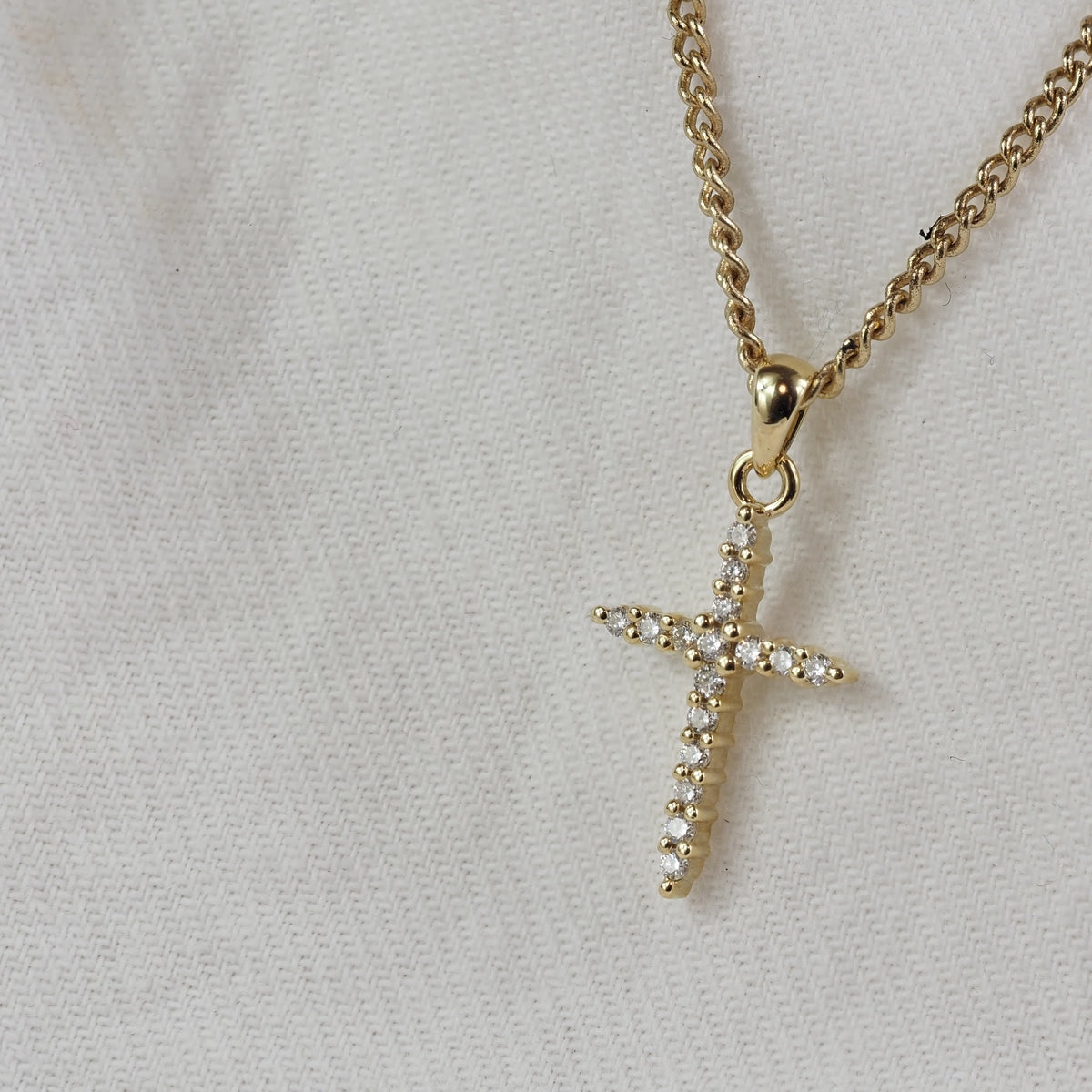 9ct Yellow Gold Diamond Cross Pendant, 0.10ct Total