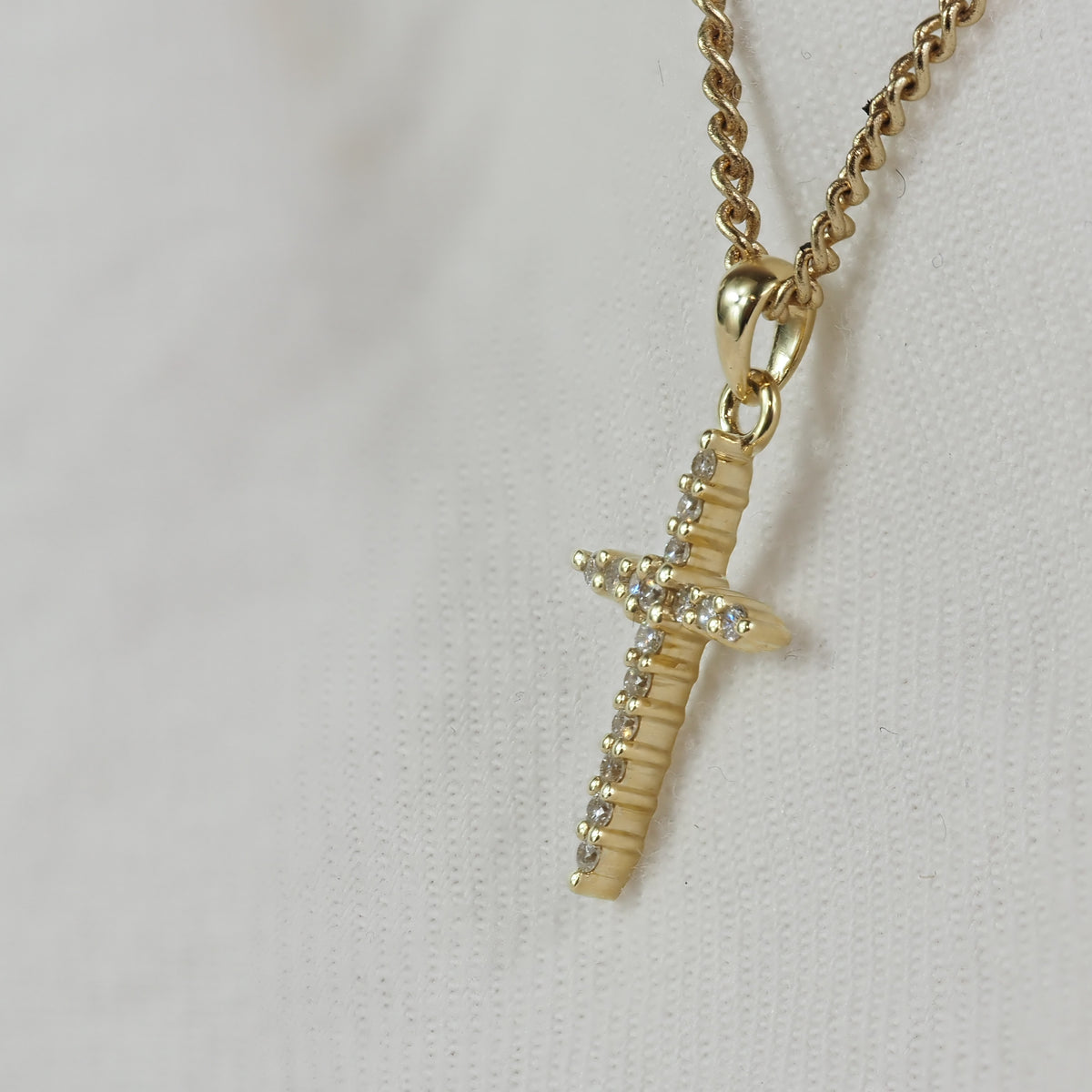 9ct Yellow Gold Diamond Cross Pendant, 0.10ct Total