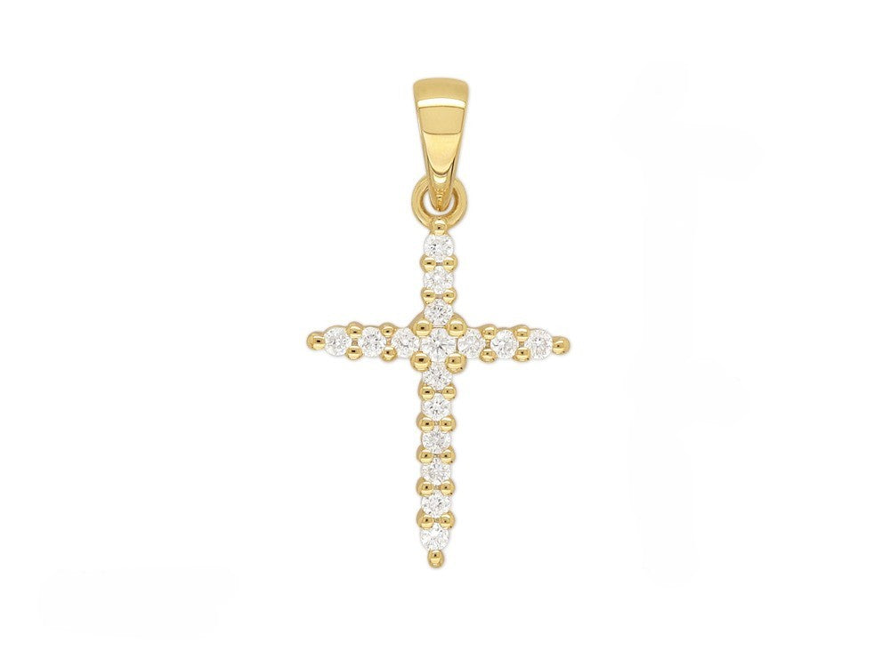 9ct Yellow Gold Diamond Cross Pendant, 0.10ct Total