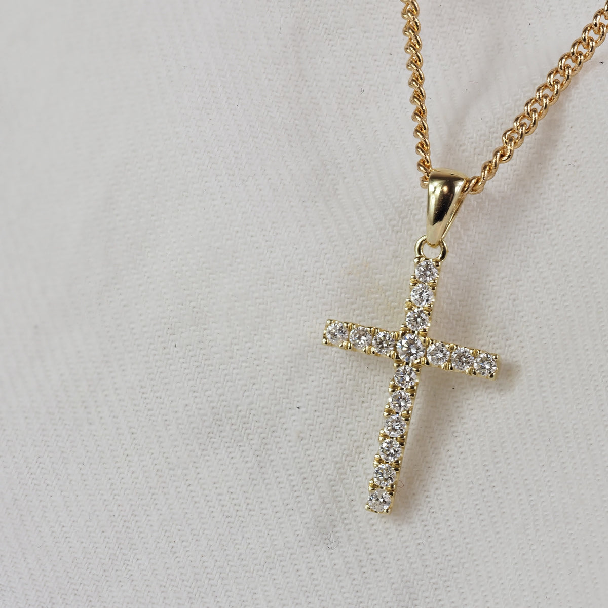 9ct Yellow and White Gold Diamond Cross Pendant, 0.26ct