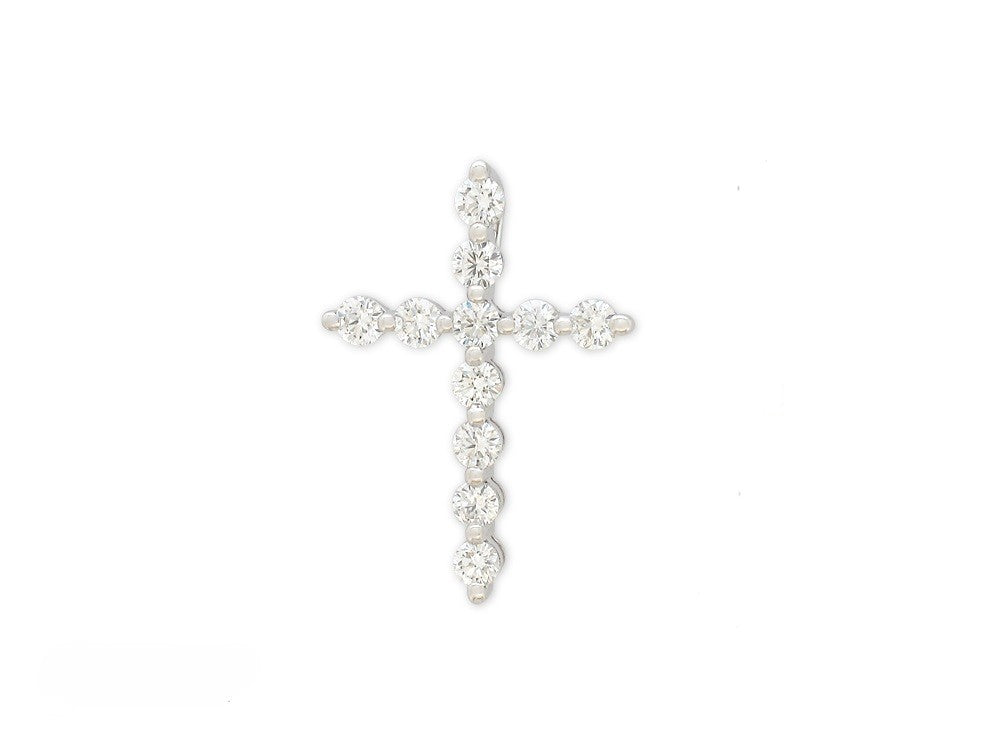 9ct White Gold Lab-Grown Diamond Cross Pendant, 0.78ct Total