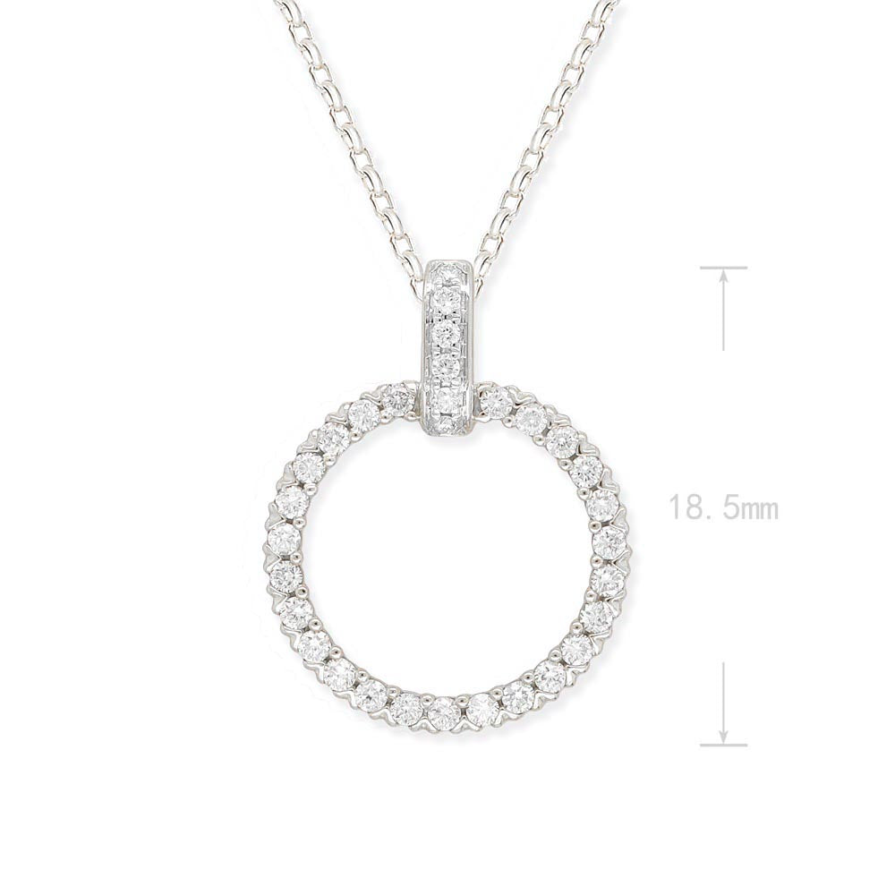 9ct White Gold Diamond Circle Pendant, 0.25ct Total