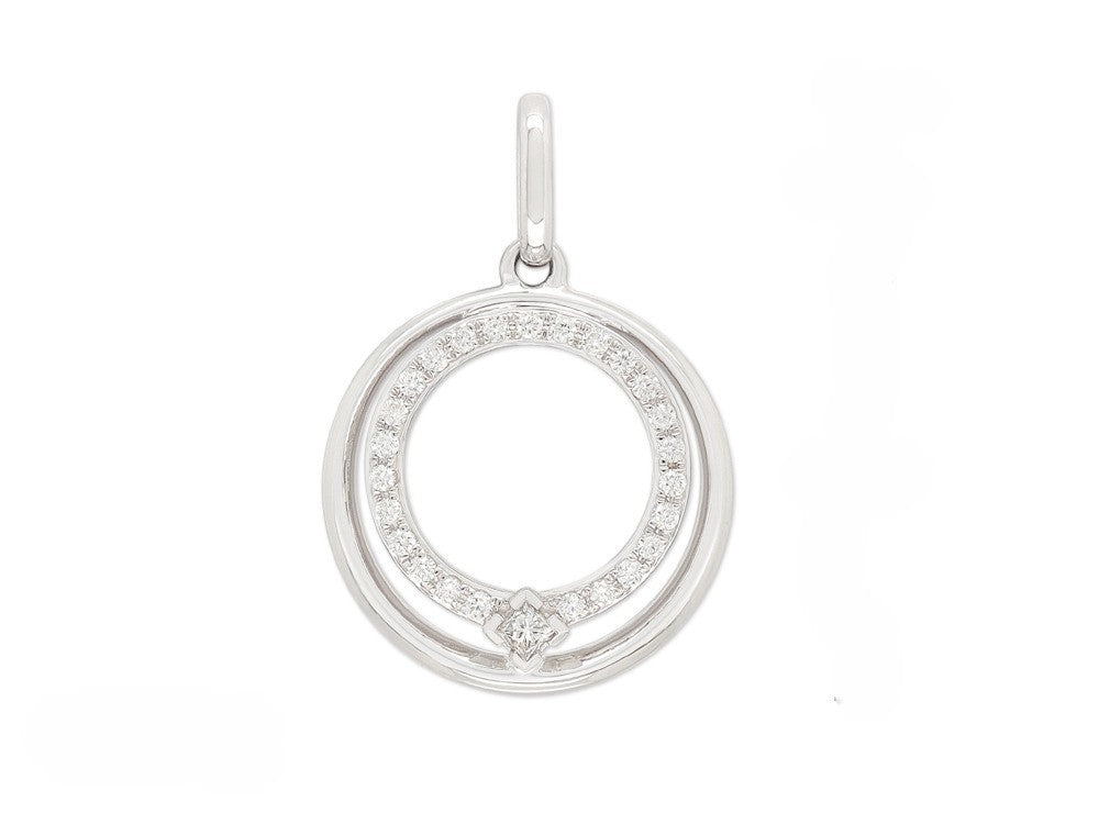 9ct White Gold Open Circle Diamond Pendant,
