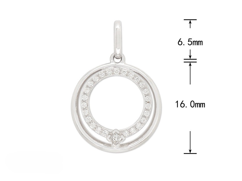 9ct White Gold Open Circle Diamond Pendant,