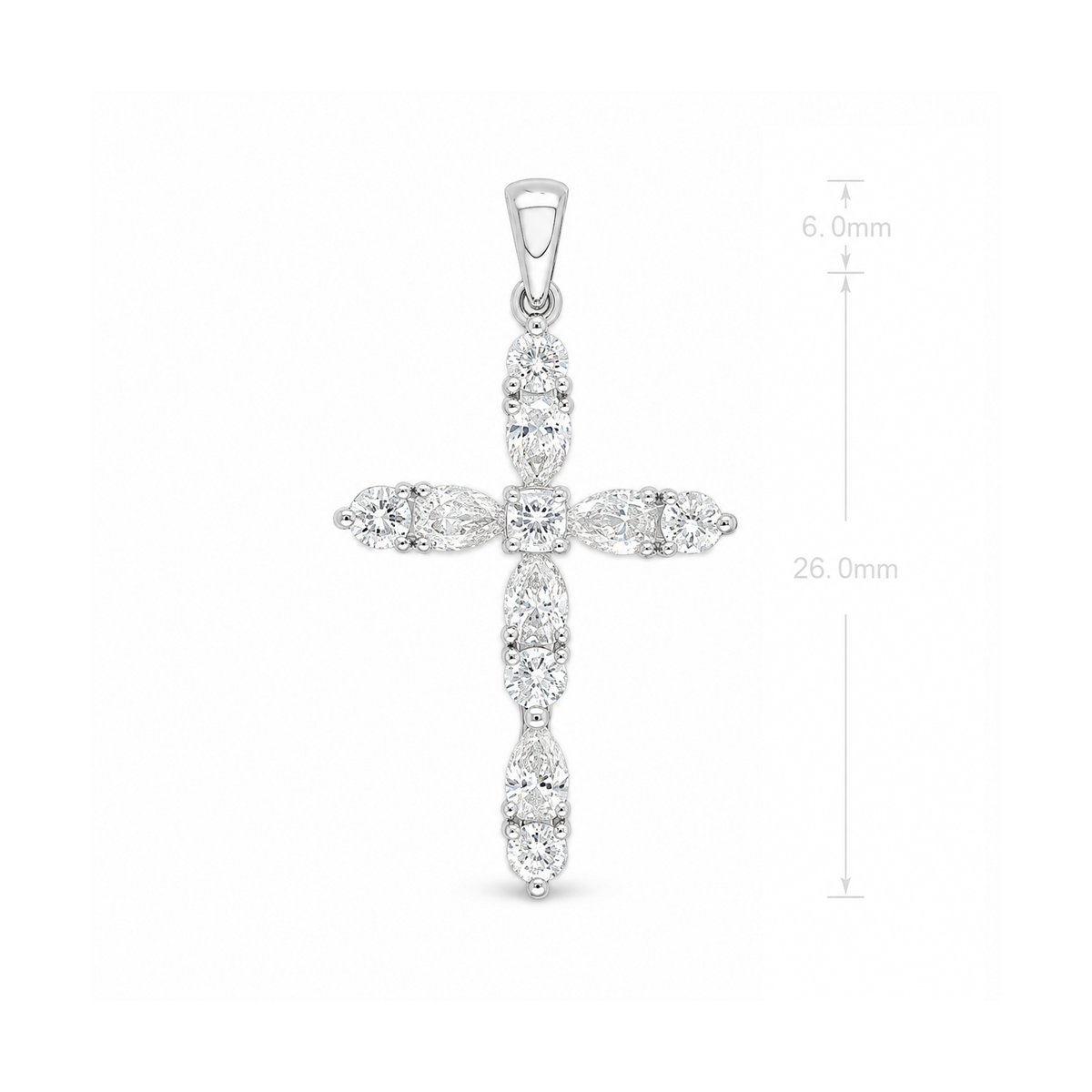 10ct White Gold Lab-Grown Diamond Cross Pendant, 1.08ct Total