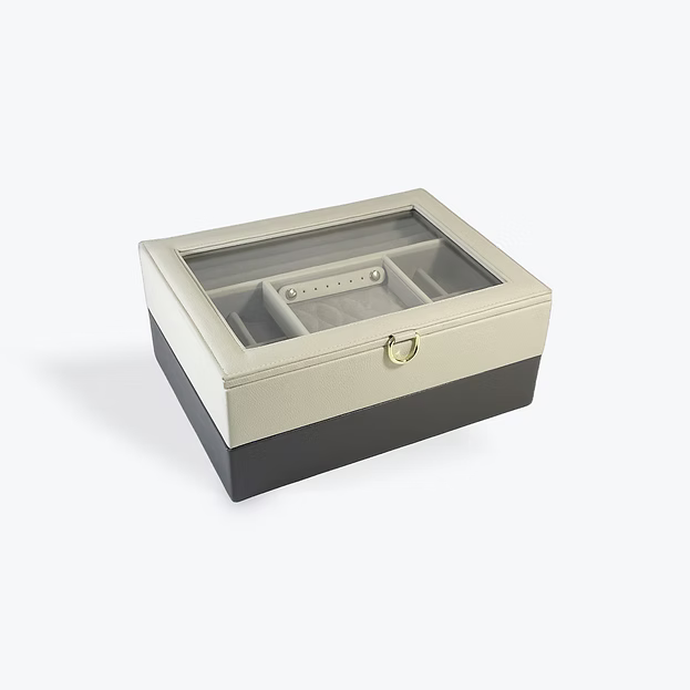 Cream and Grey Stackable Jewellery Box