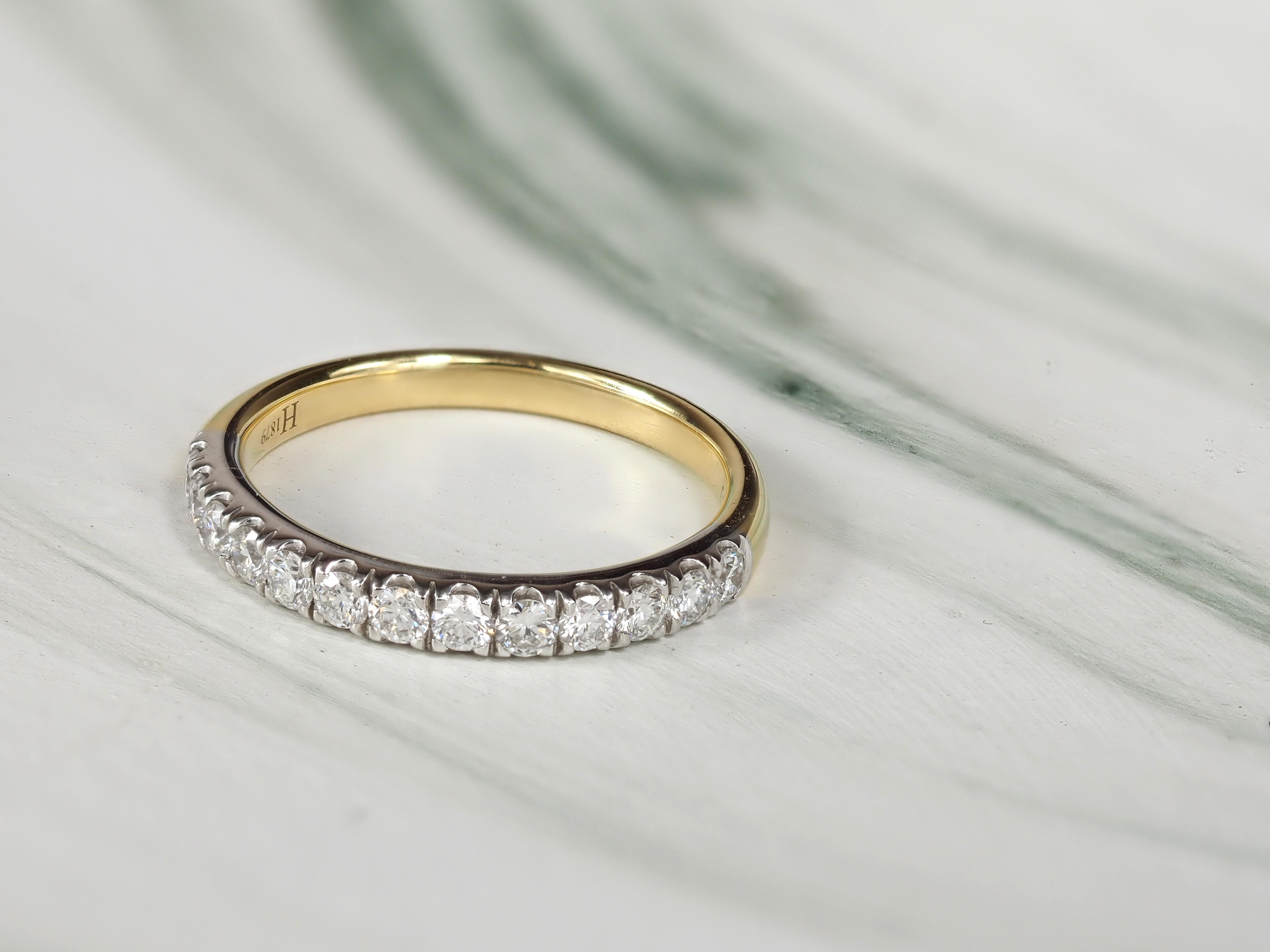 18ct Yellow and White Gold Round Brilliant cut Diamond Ring, 0.50ct total