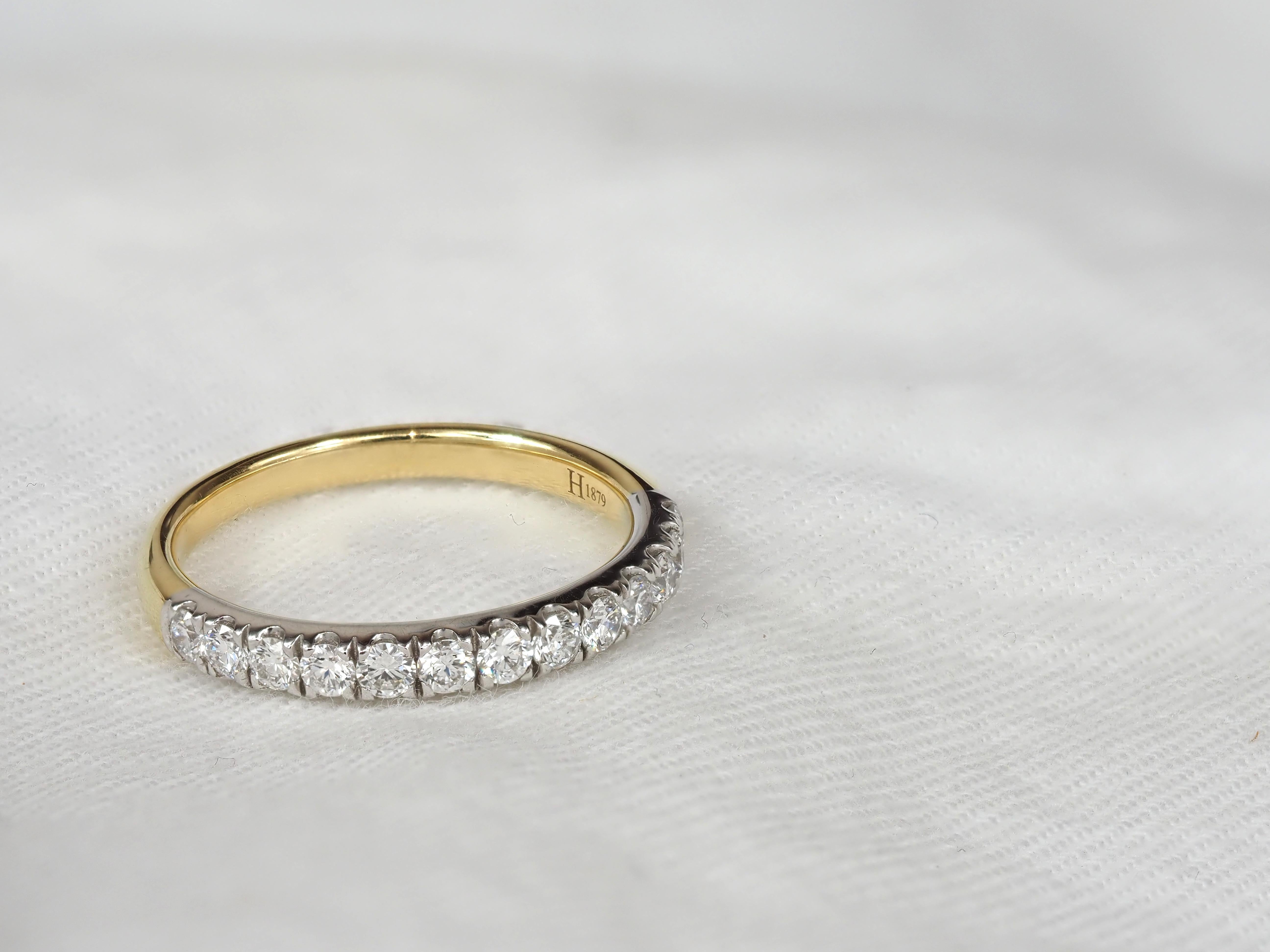 18ct Yellow and White Gold Round Brilliant cut Diamond Ring, 0.50ct total