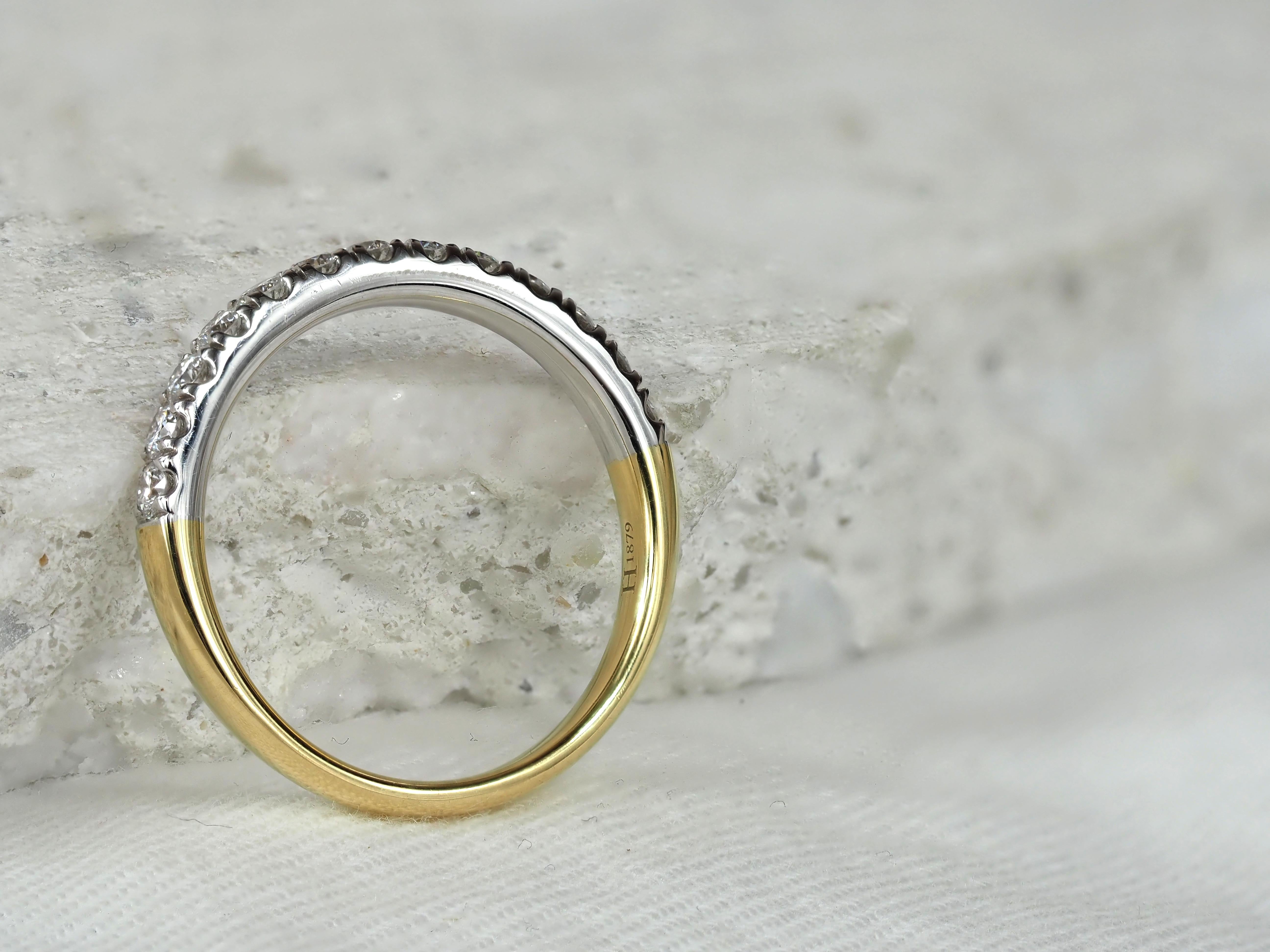 18ct Yellow and White Gold Round Brilliant cut Diamond Ring, 0.50ct total