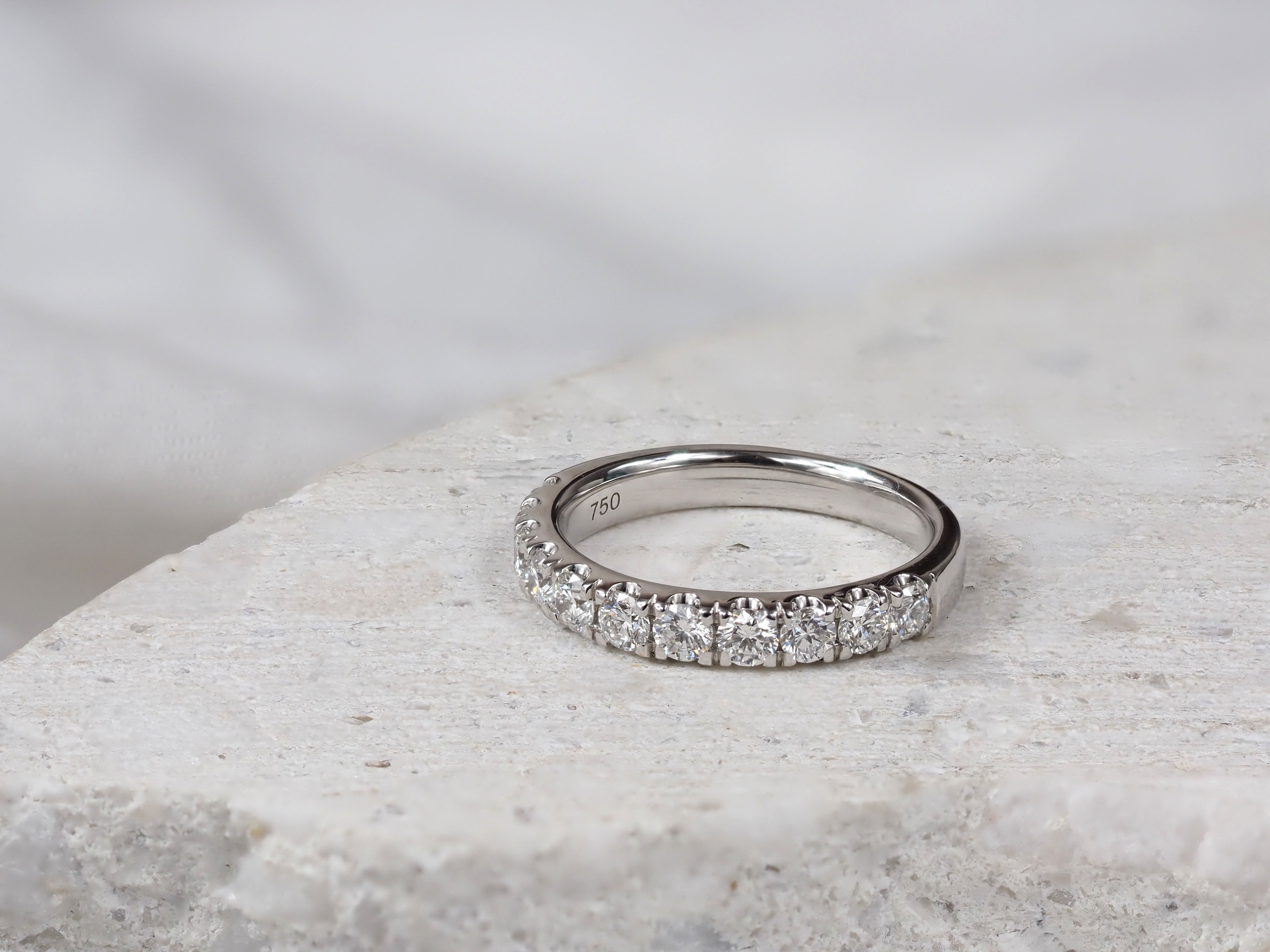 18ct White Gold Round Brilliant Cut Diamond Ring, 0.79ct Total