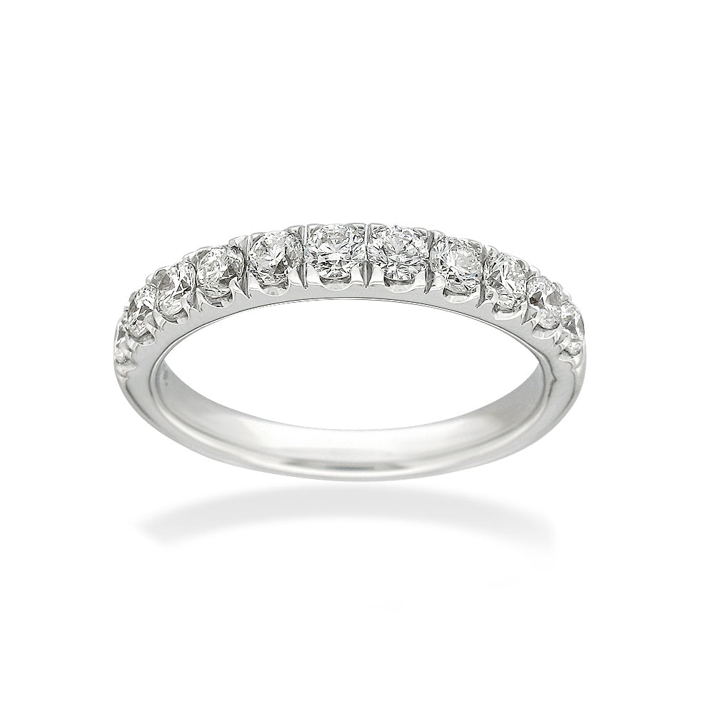 18ct White Gold Round Brilliant Cut Diamond Band, 0.79ct Total
