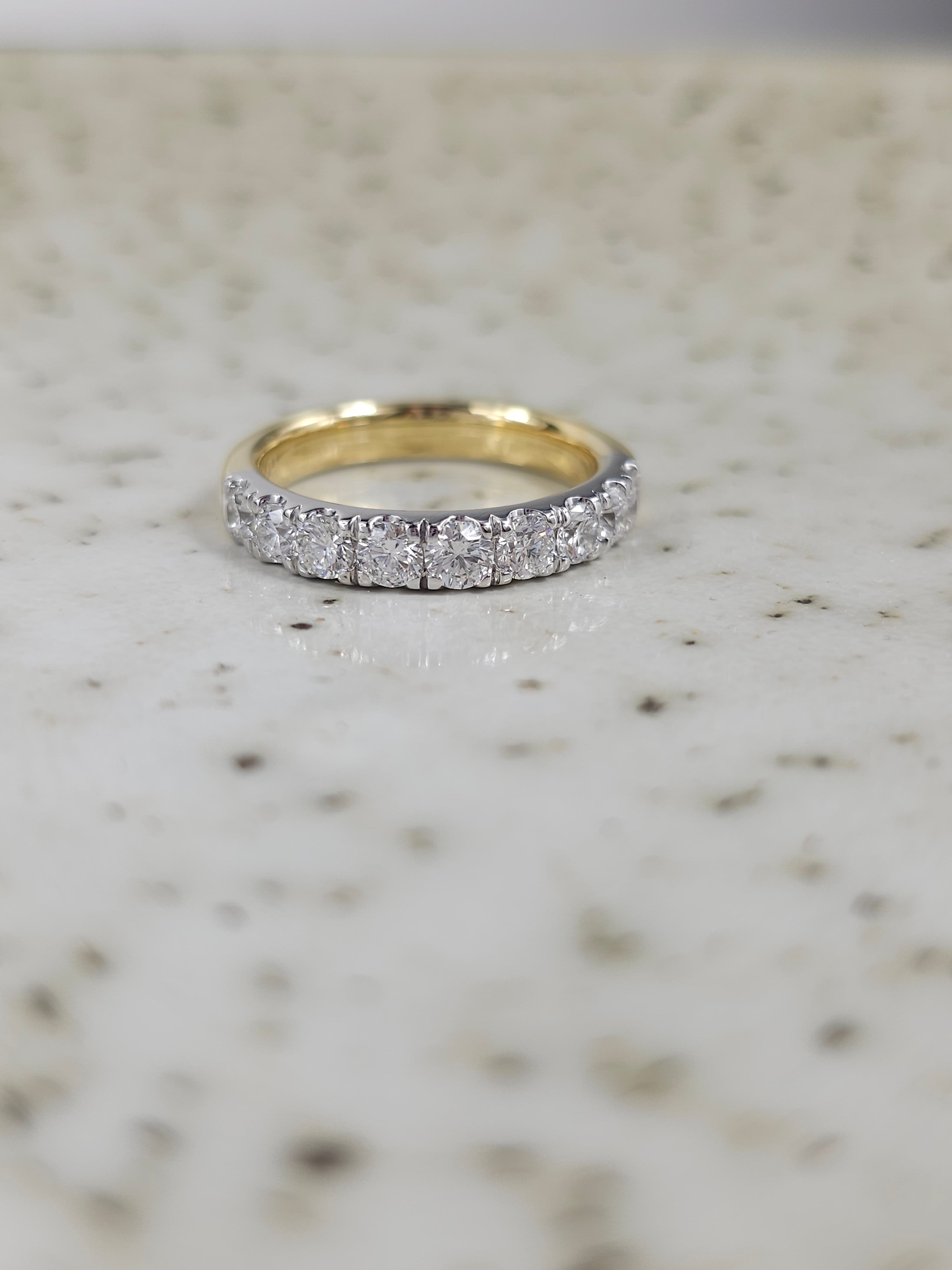 18ct Yellow and White Gold Round Brilliant Cut Diamond Band, 1.04ct Total