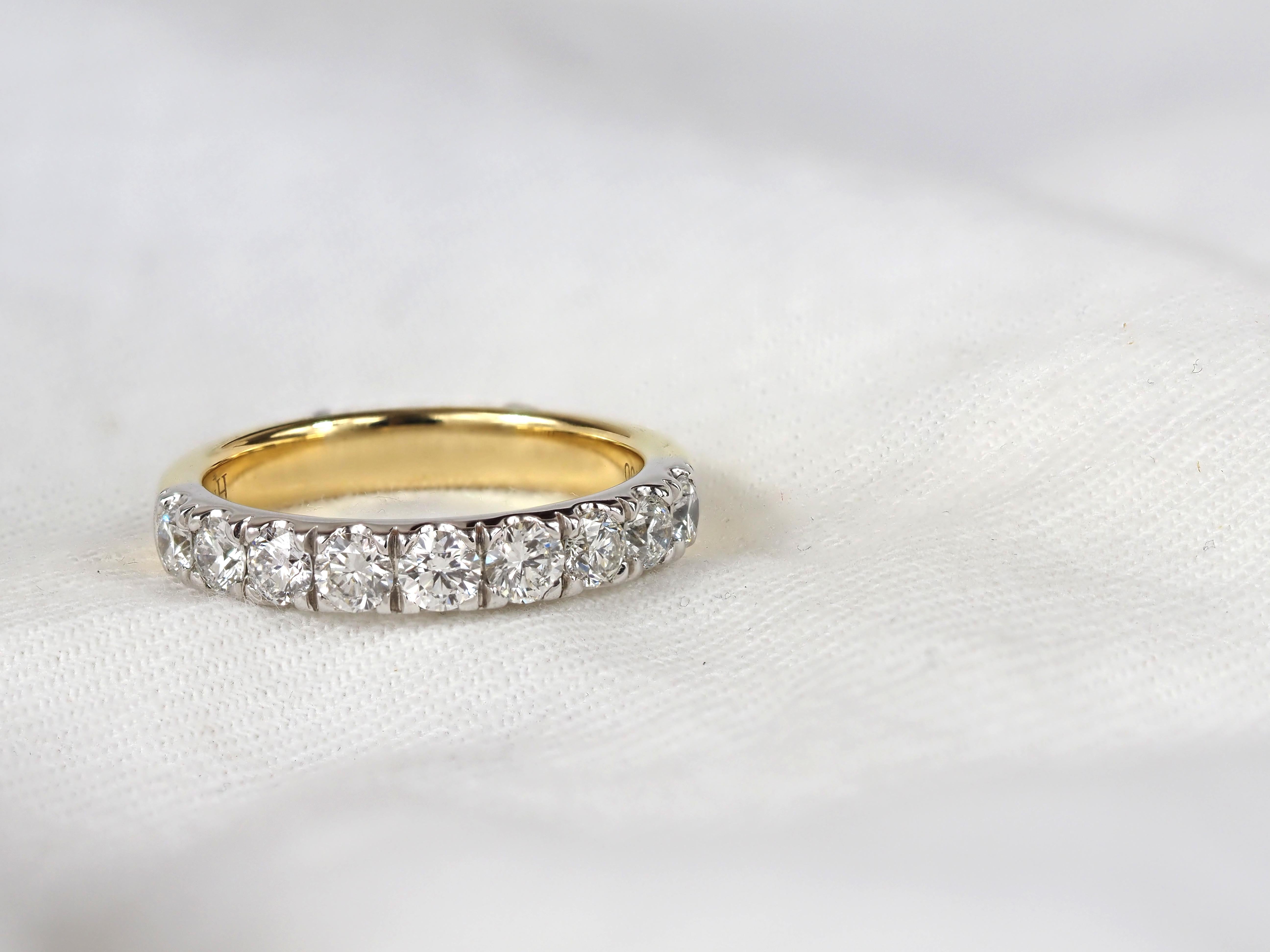 18ct Yellow and White Gold Round Brilliant Cut Diamond Ring, 1.04ct Total