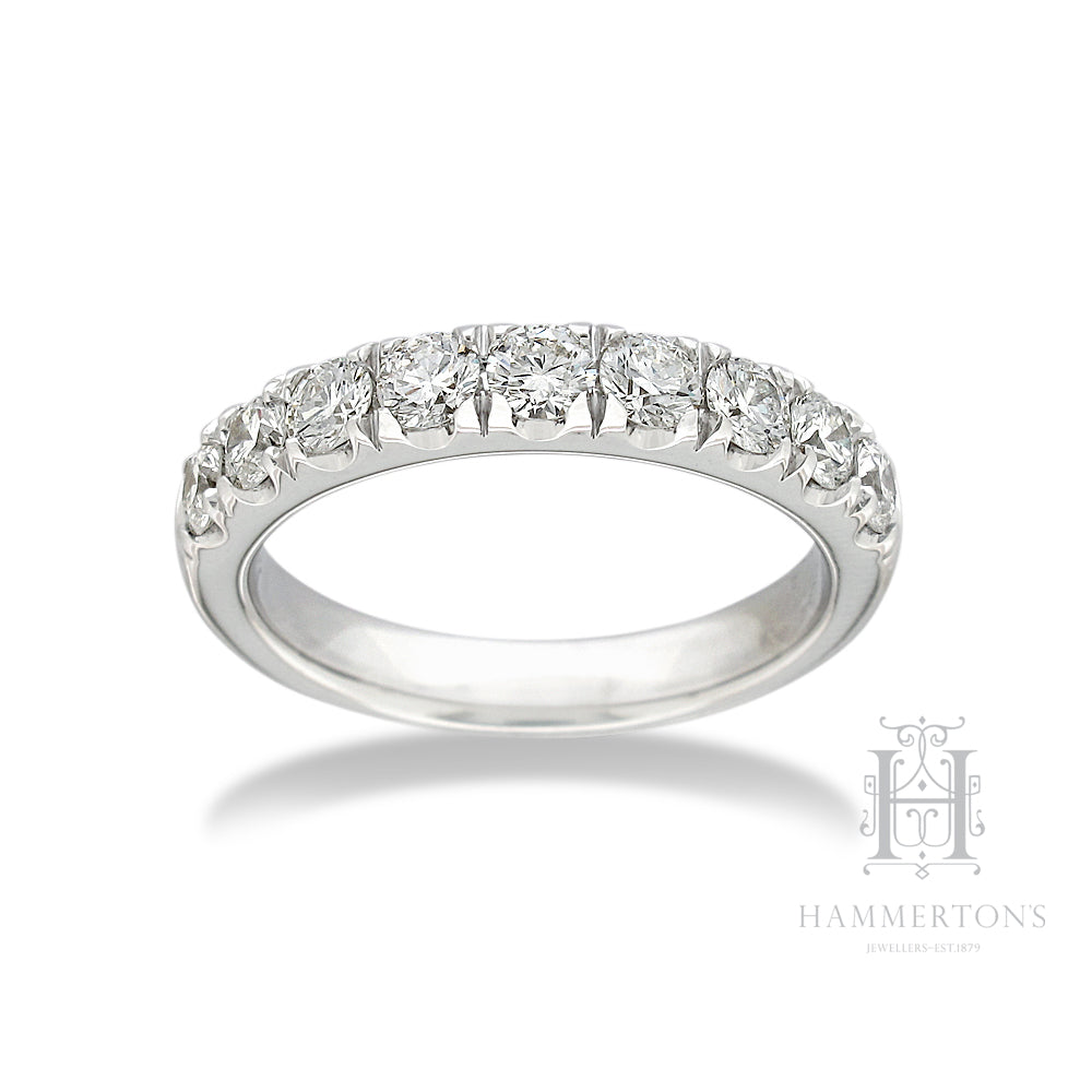 18ct White Gold Round Brilliant cut Diamond Band, 1ct total