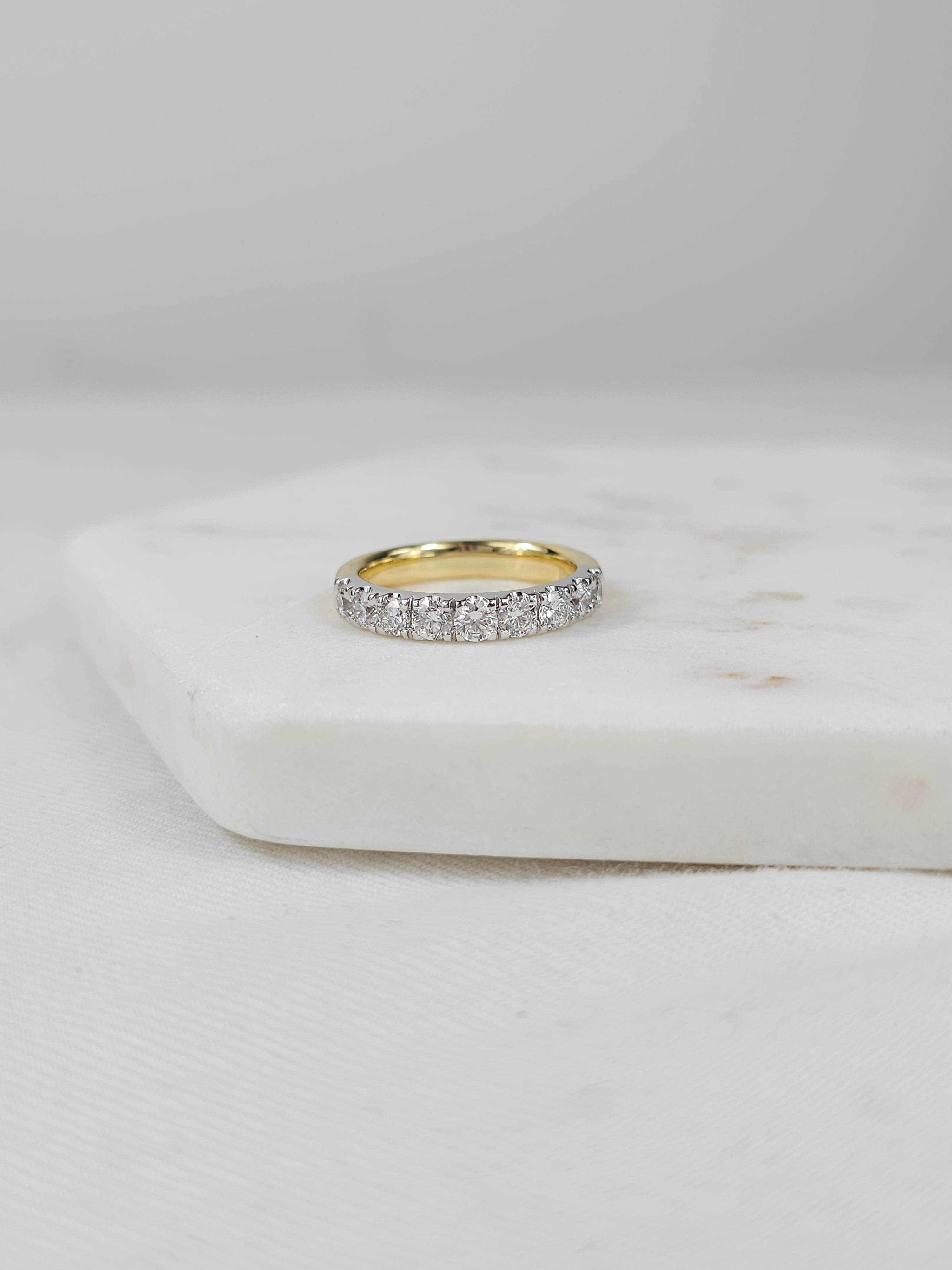 18ct Yellow and White Gold Round Brilliant Cut Diamond Band, 1.04ct Total