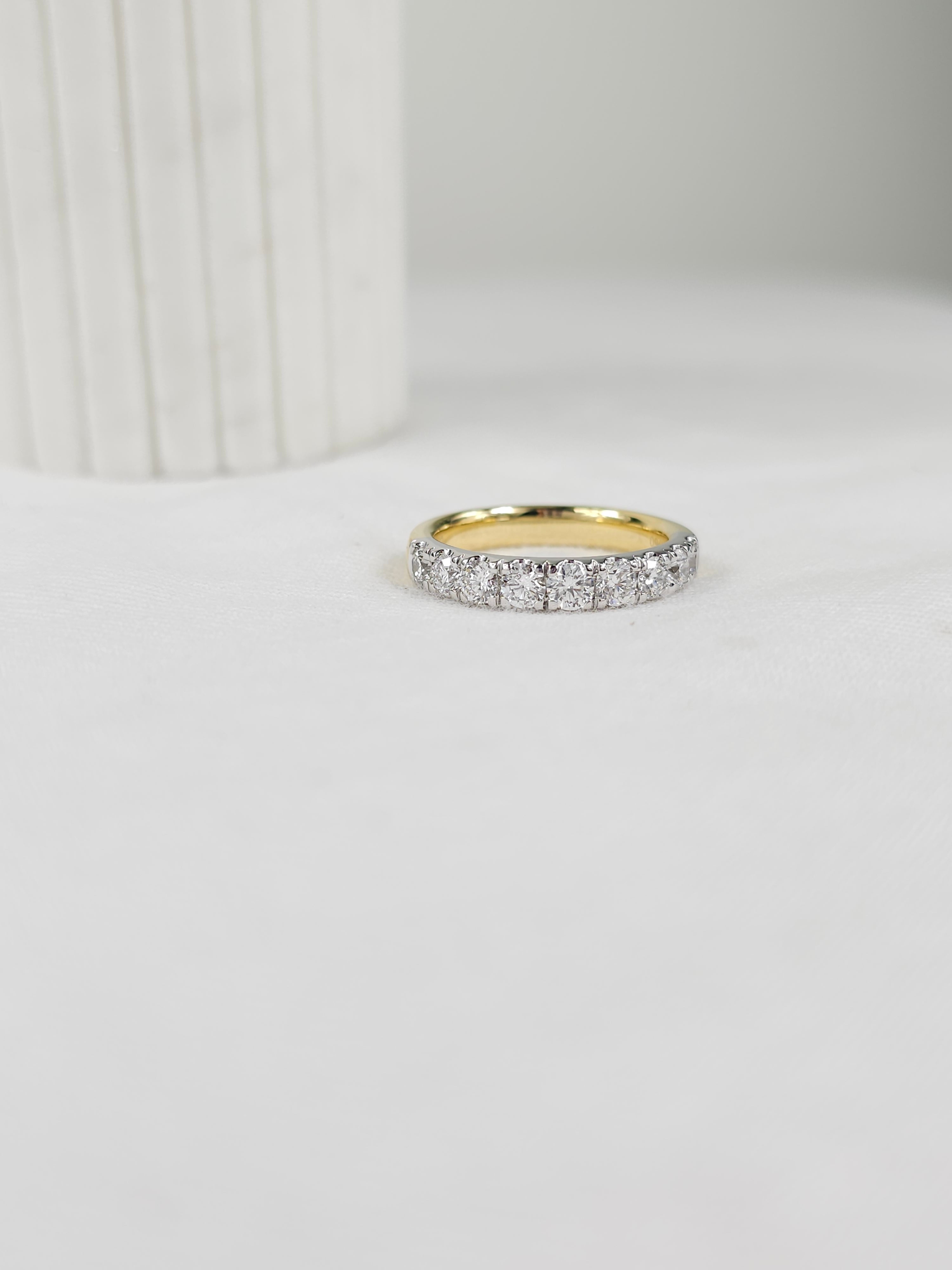 18ct Yellow and White Gold Round Brilliant Cut Diamond Band, 1.04ct Total