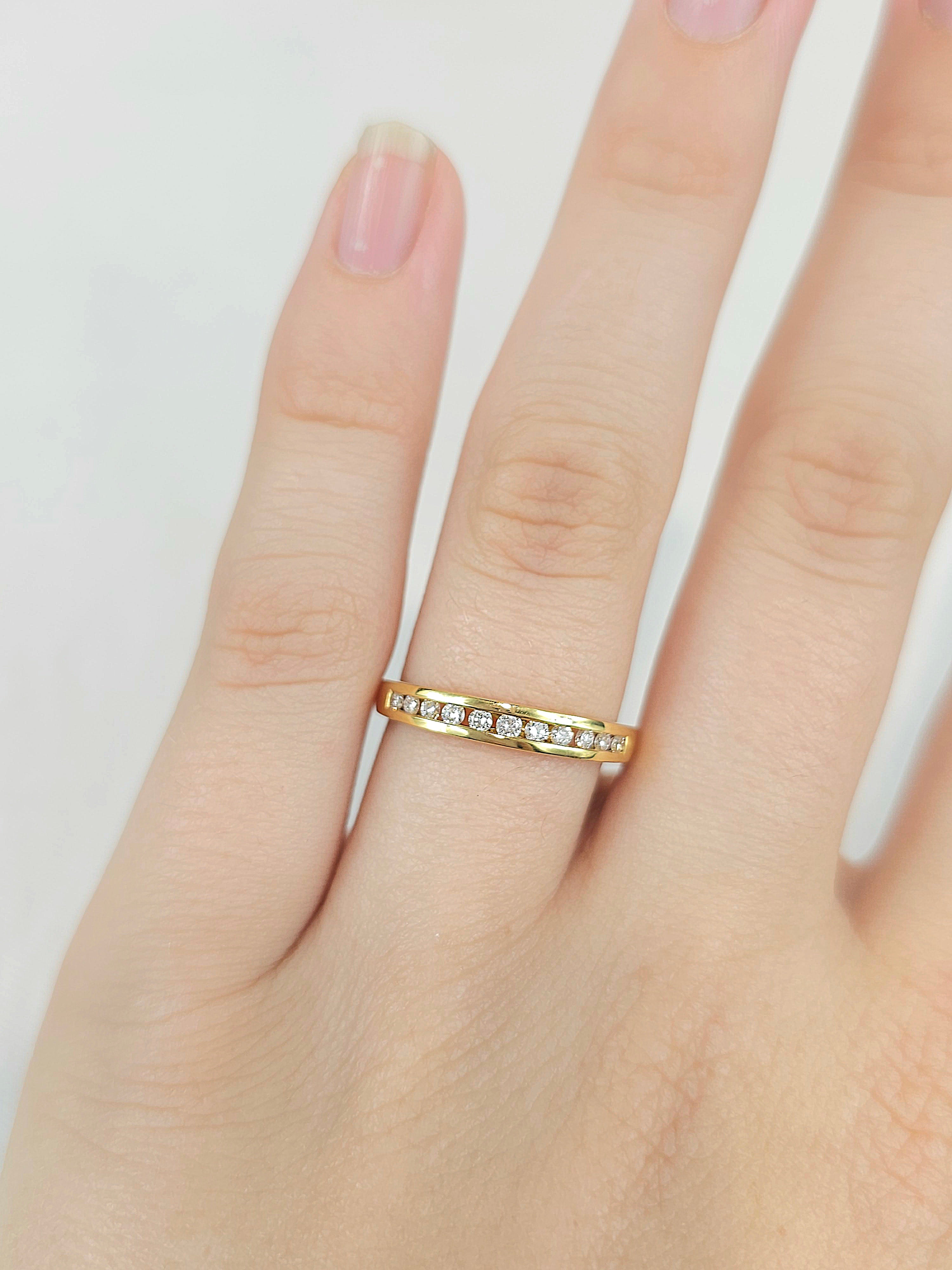 18ct Yellow Gold Round Brilliant cut Diamond channel set wedding band, equalling 0.22ct