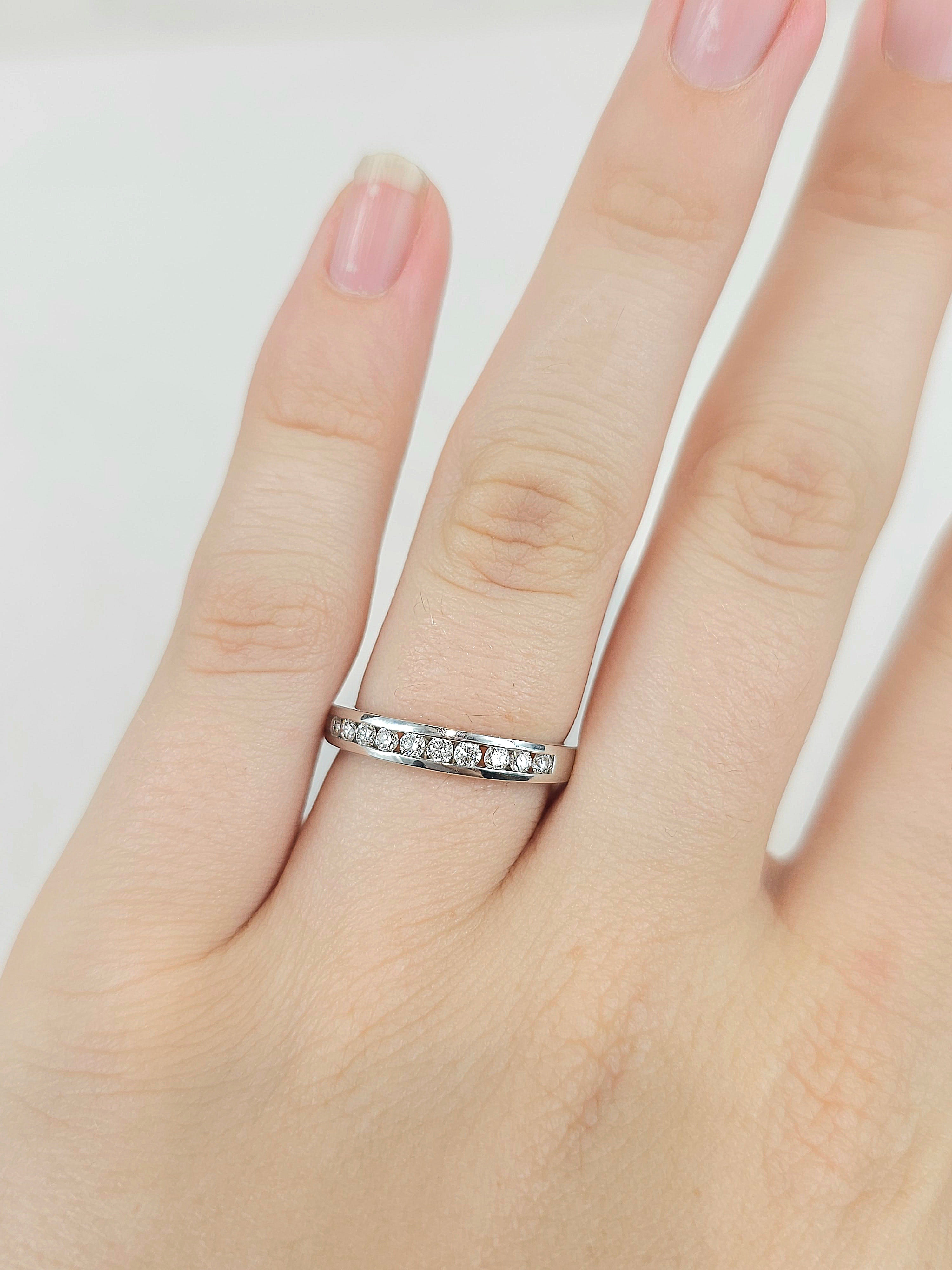 18ct White Gold Round Brilliant cut Diamond channel set wedding band, equalling 0.33ct