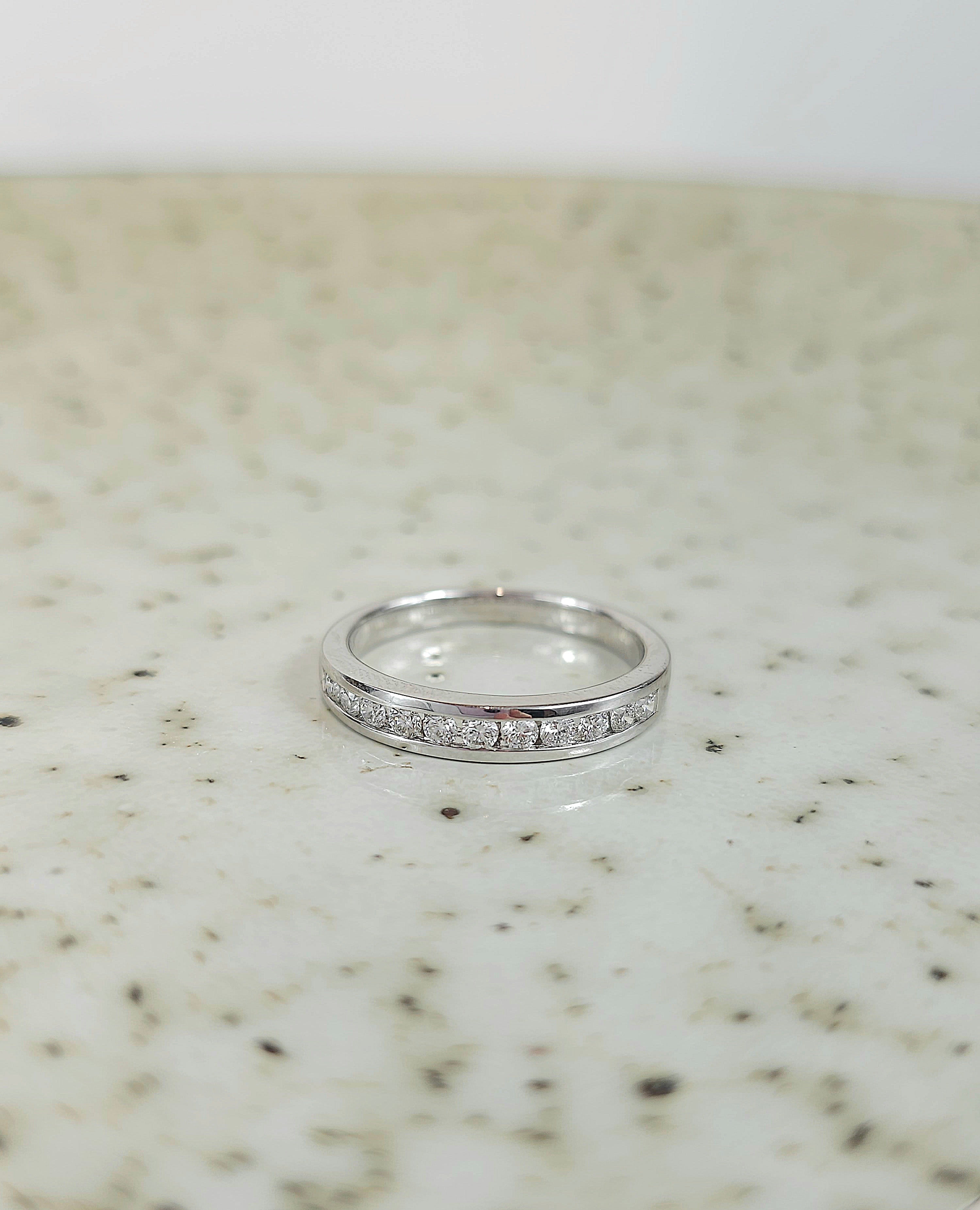 18ct White Gold Round Brilliant cut Diamond channel set wedding band, equalling 0.33ct