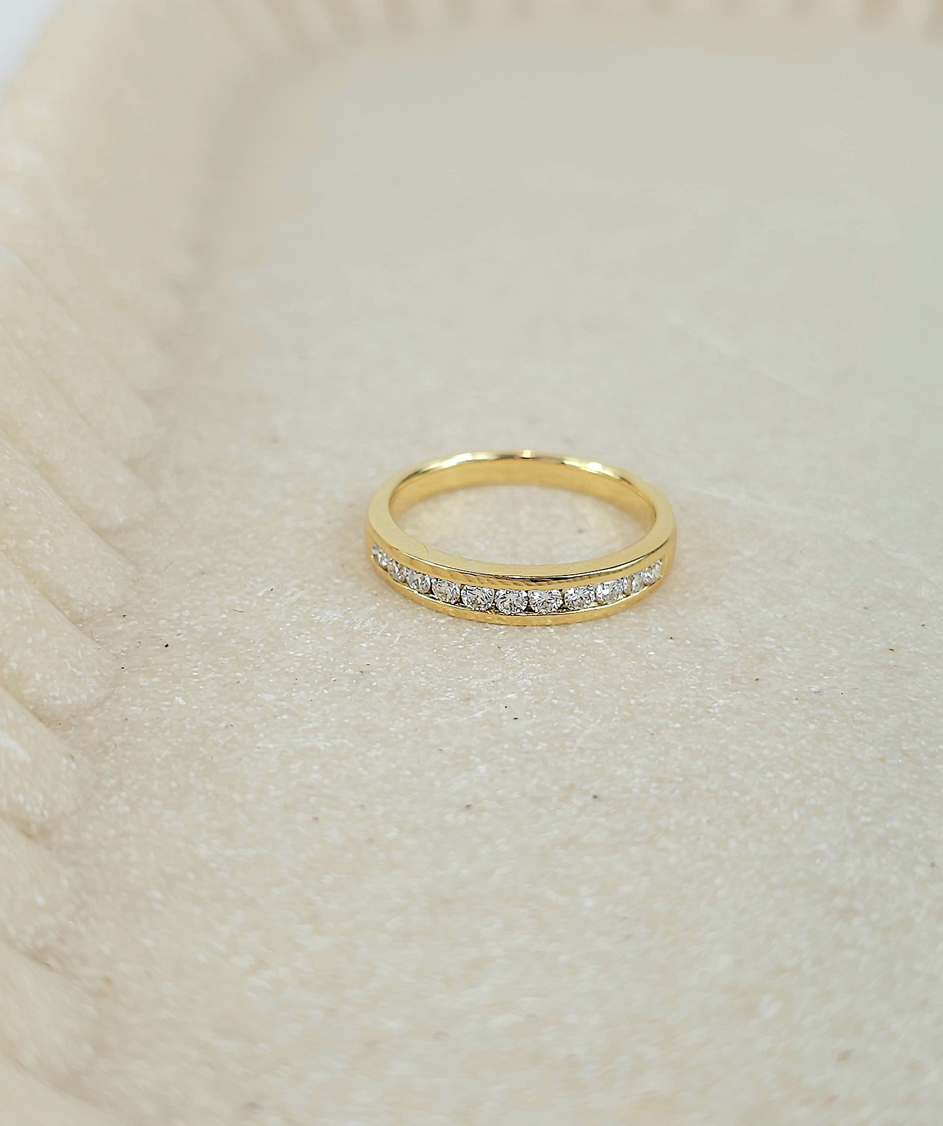 18ct Yellow Gold Round Brilliant cut Diamond channel set wedding band, equalling 0.40ct