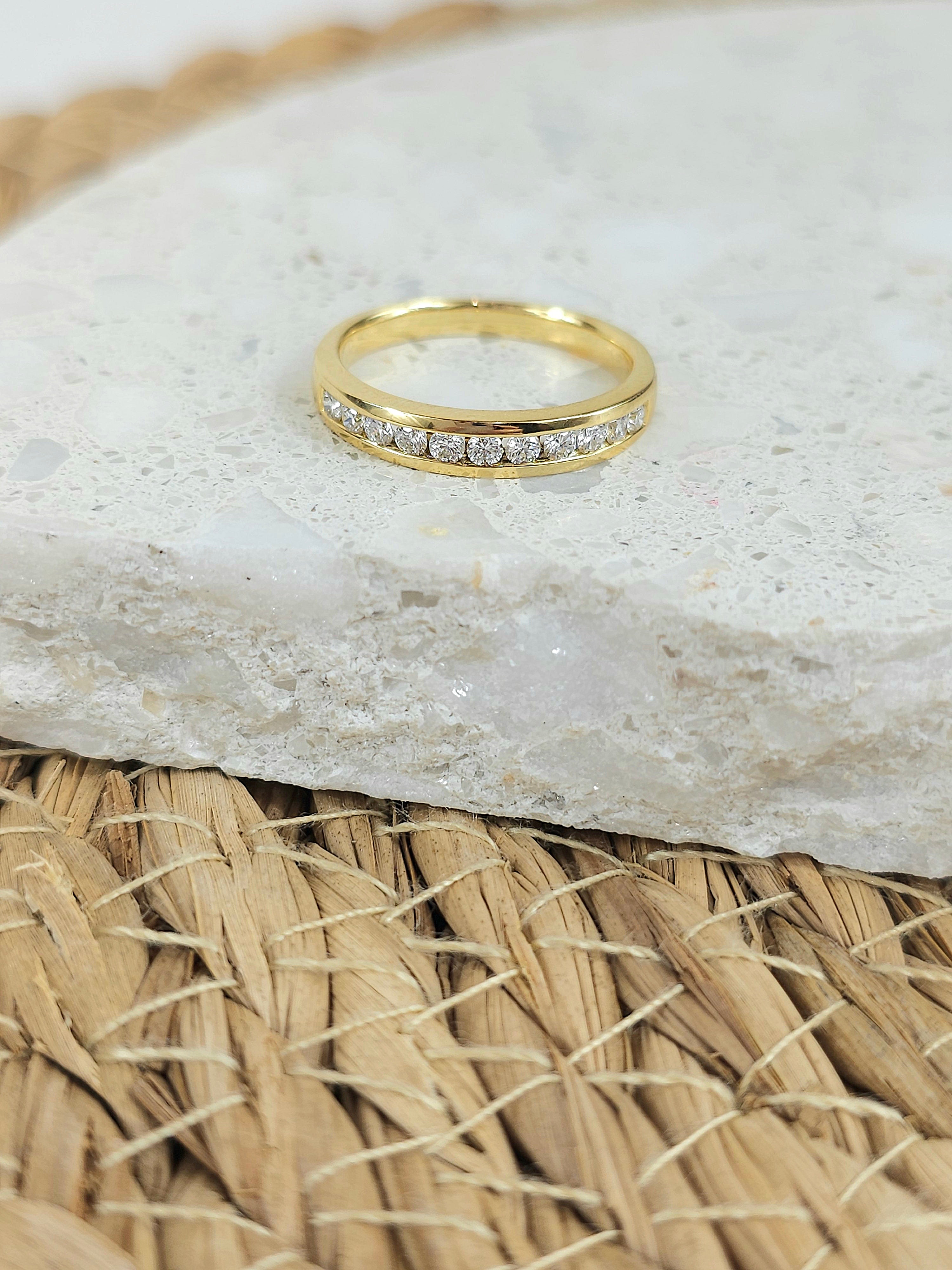 18ct Yellow Gold Round Brilliant cut Diamond channel set wedding band, equalling 0.40ct