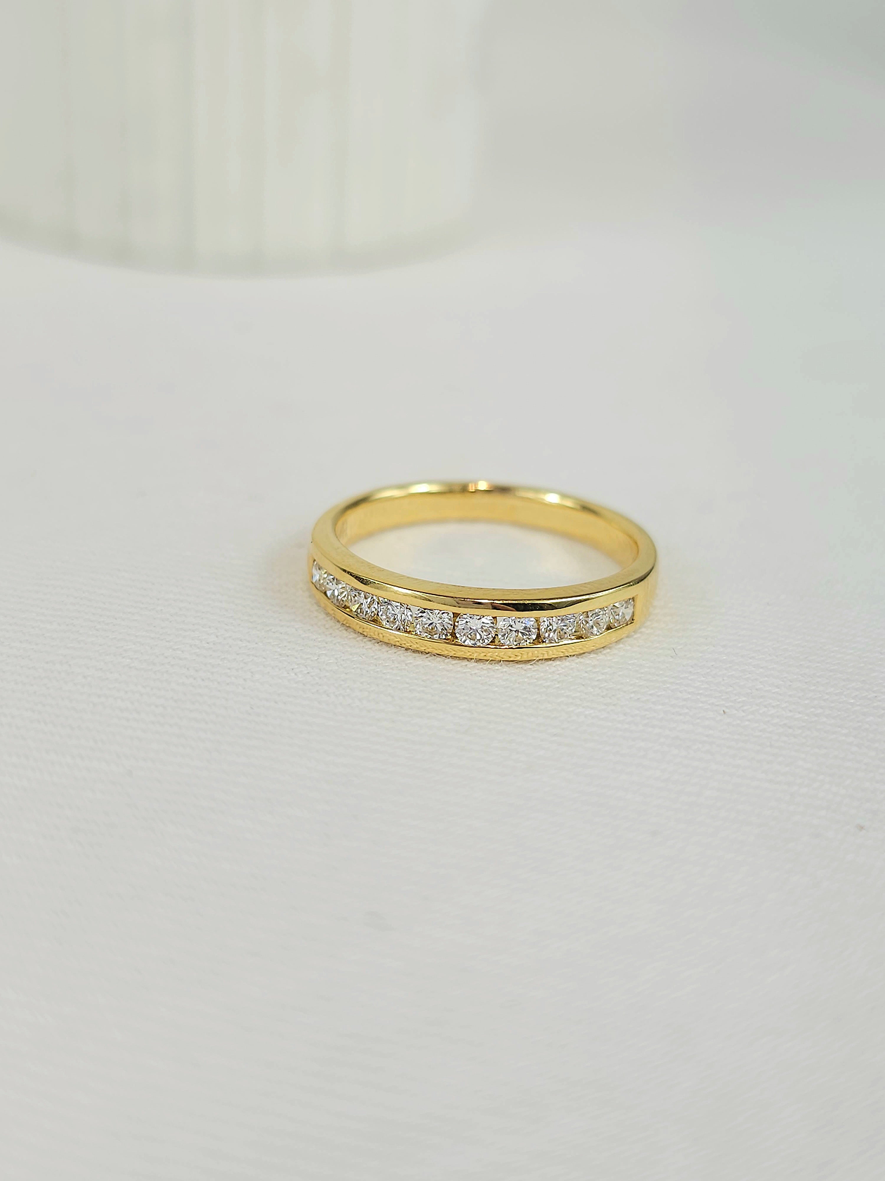 18ct Yellow Gold Round Brilliant cut Diamond channel set wedding band, equalling 0.40ct