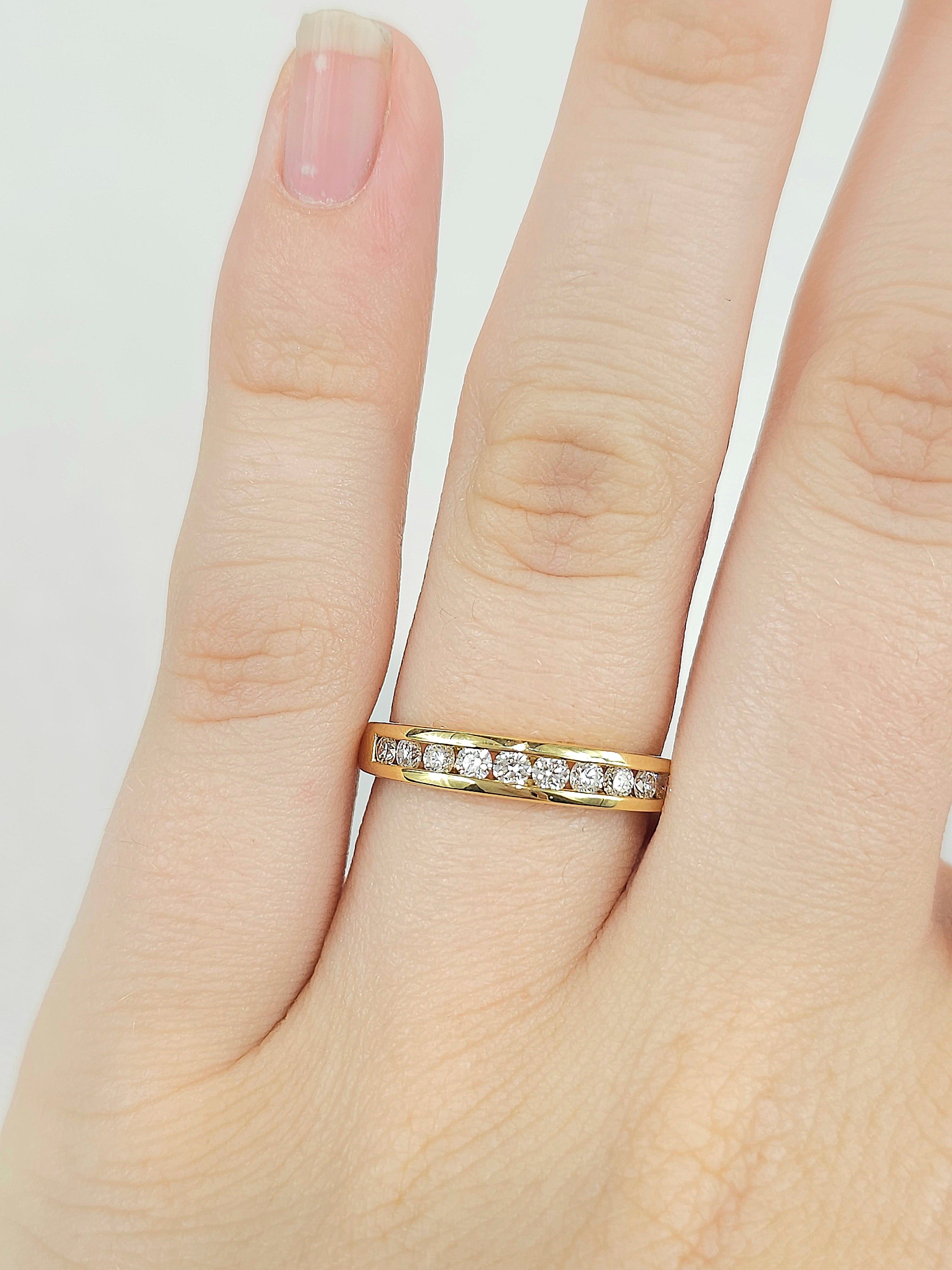 18ct Yellow Gold Round Brilliant cut Diamond channel set wedding band, equalling 0.40ct