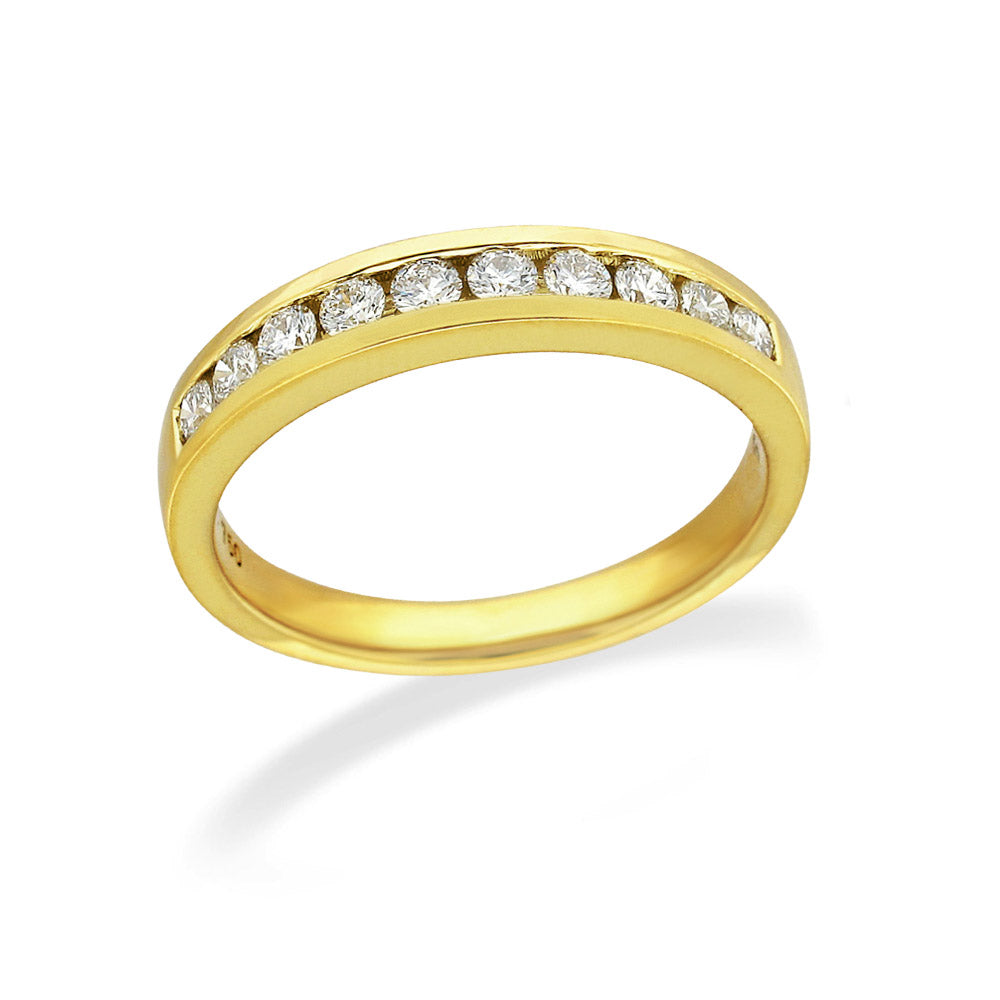 18ct Yellow Gold Round Brilliant cut Diamond channel set wedding band, equalling 0.40ct
